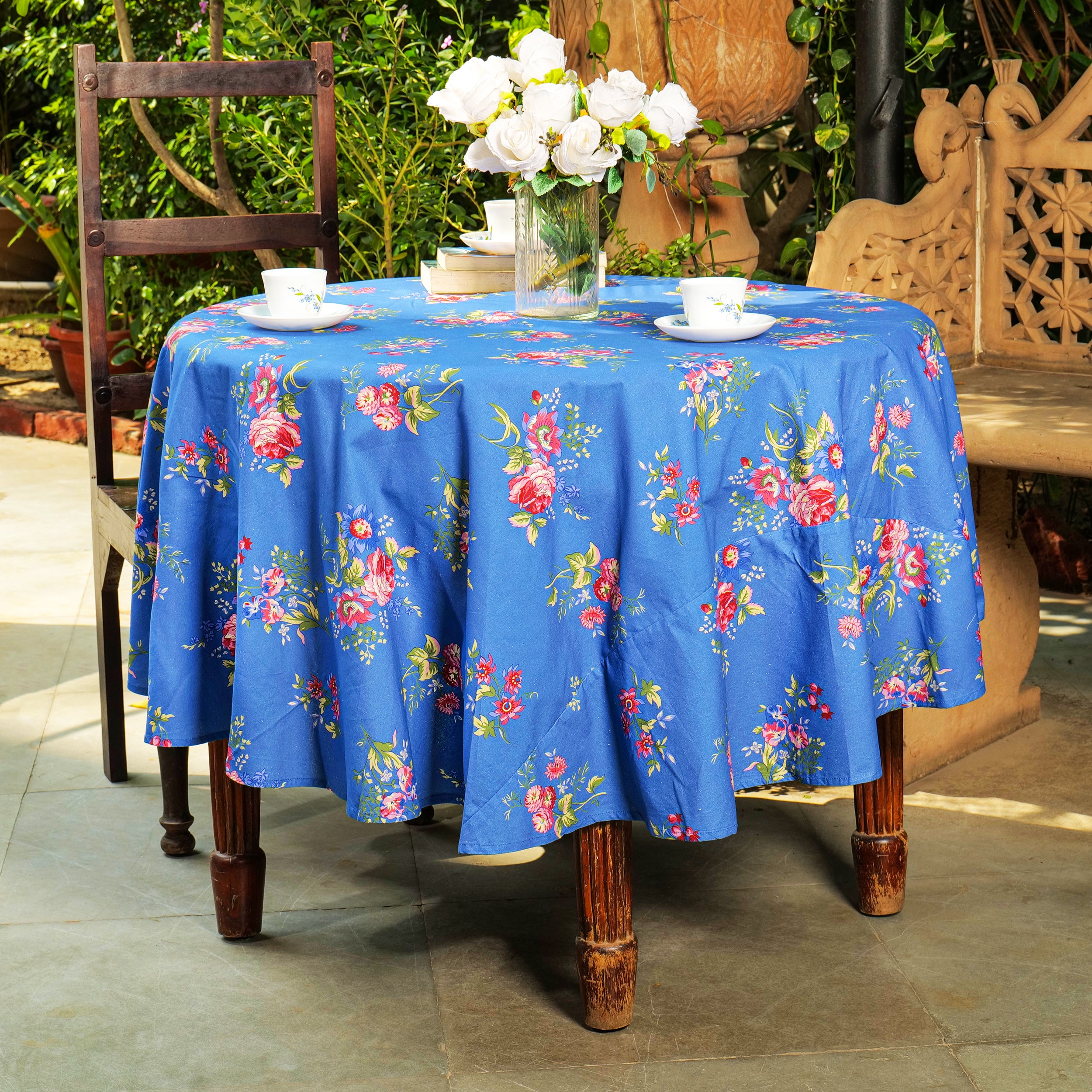 Russian Chintz Tablecloth - Blue