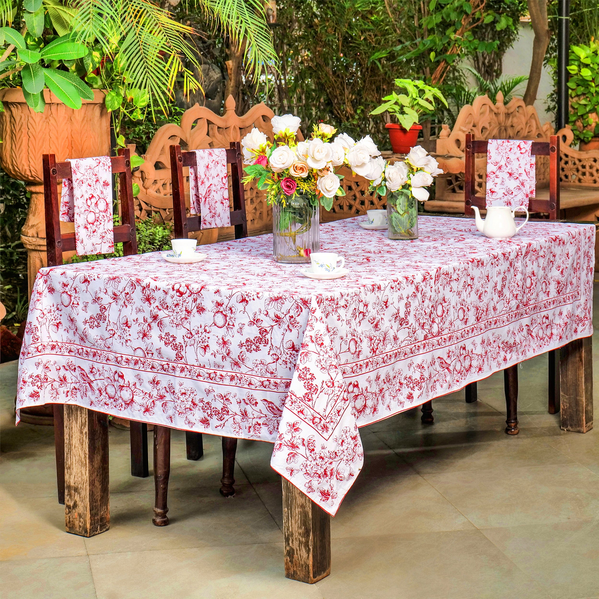 Orchid Blossom Tablecloth - Red