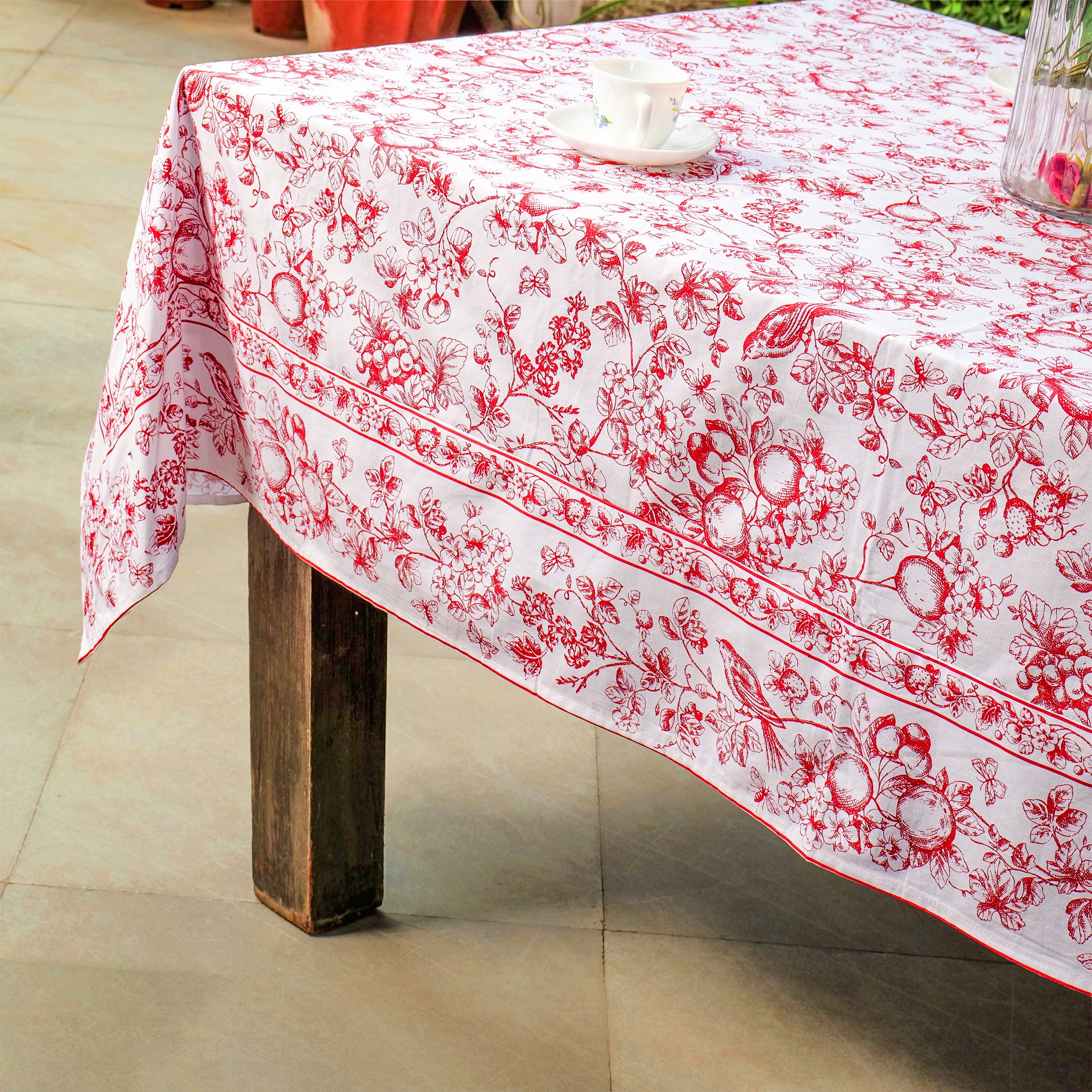 Orchid Blossom Tablecloth - Red