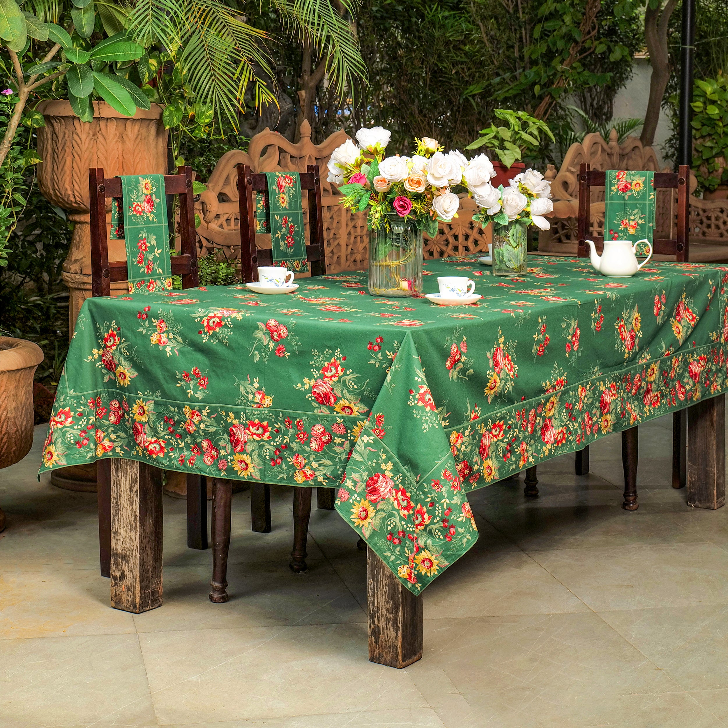 Russian Chintz Tablecloth - Green