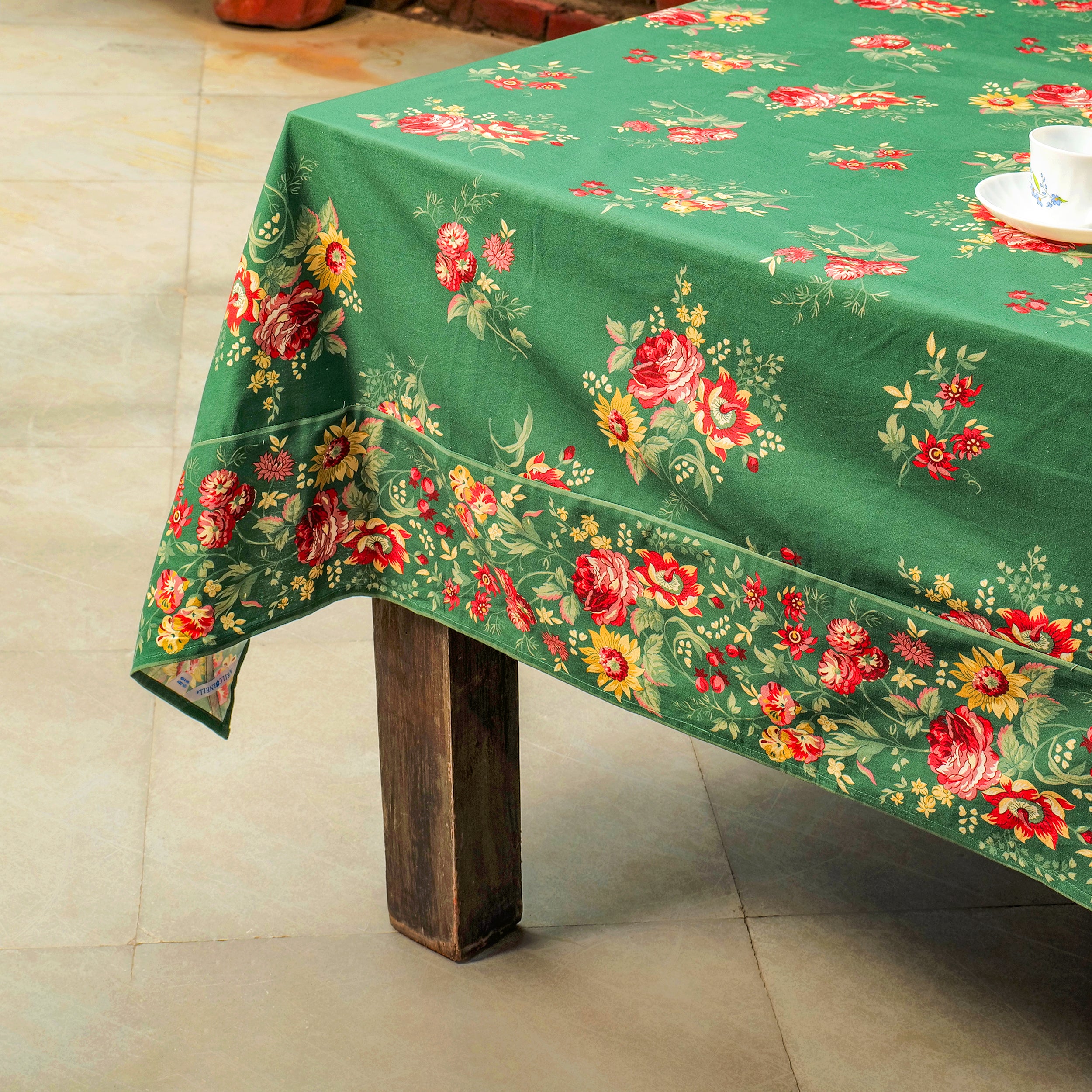 Russian Chintz Tablecloth - Green