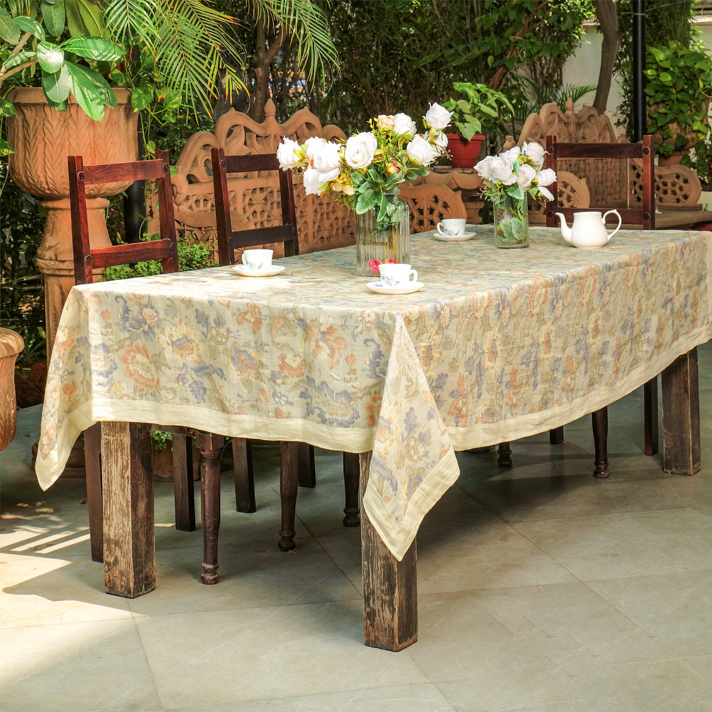 Isabelle's Ikat Tablecloth - Soft Sage