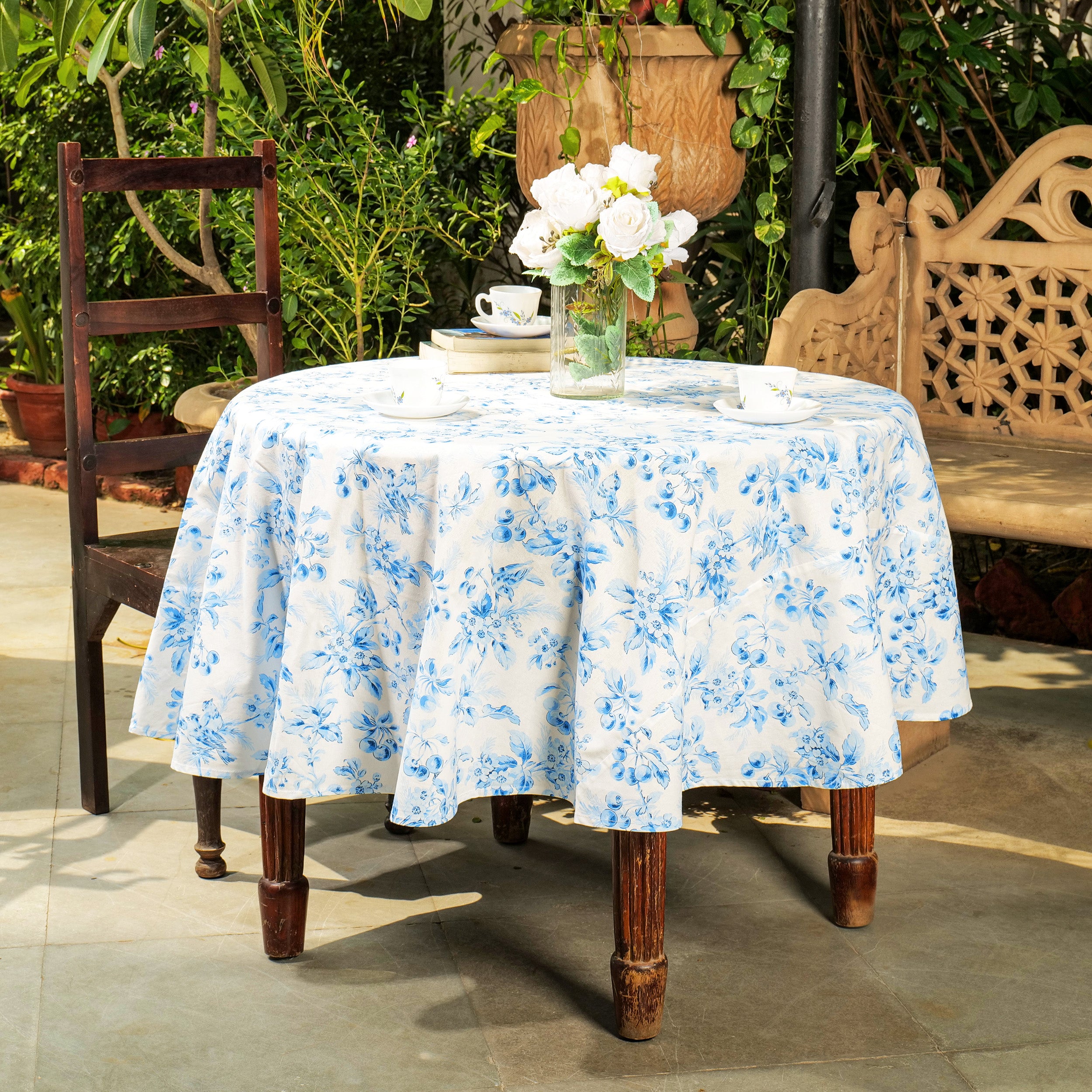 Cherry Blossom Tablecloth - Blue