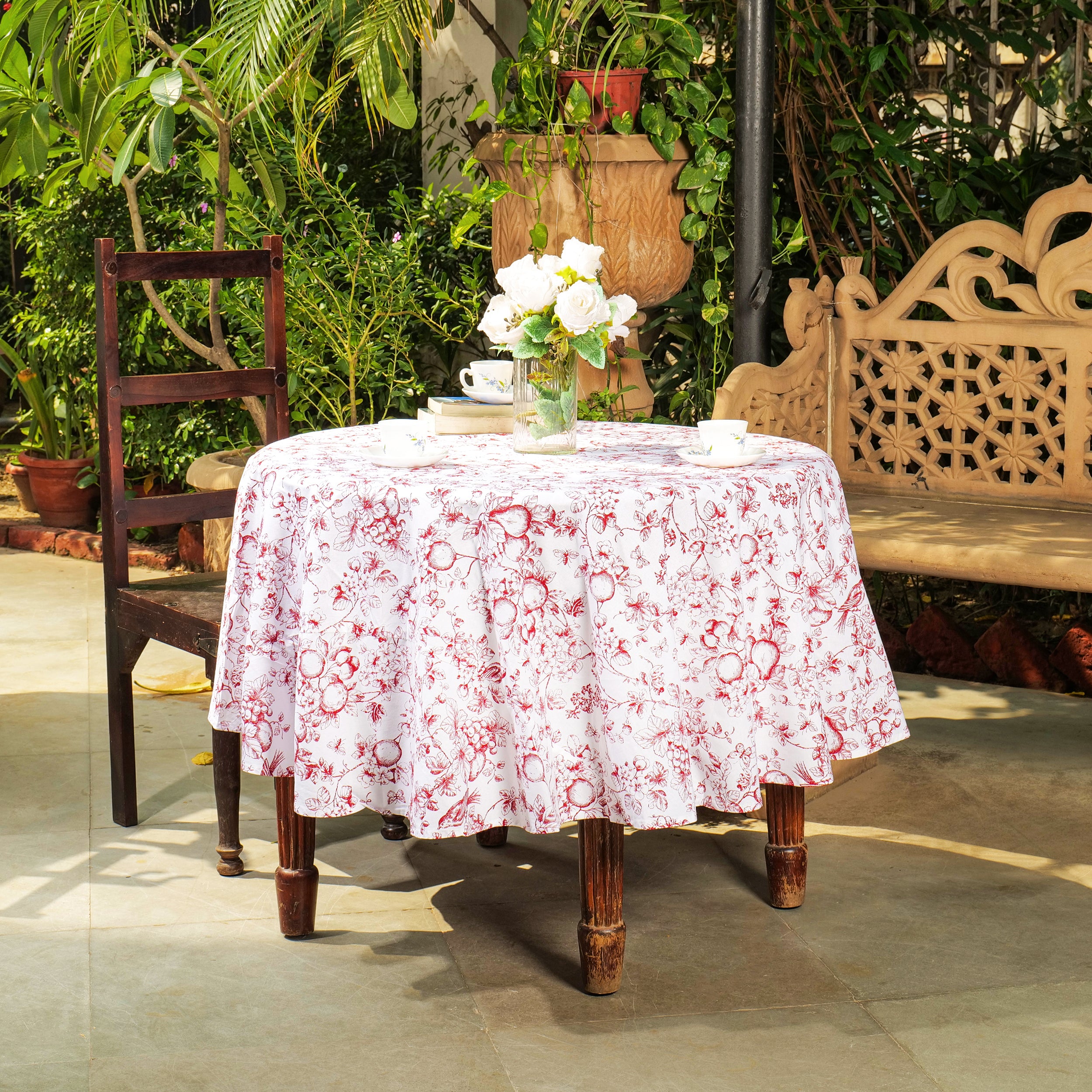 Orchid Blossom Tablecloth - Red