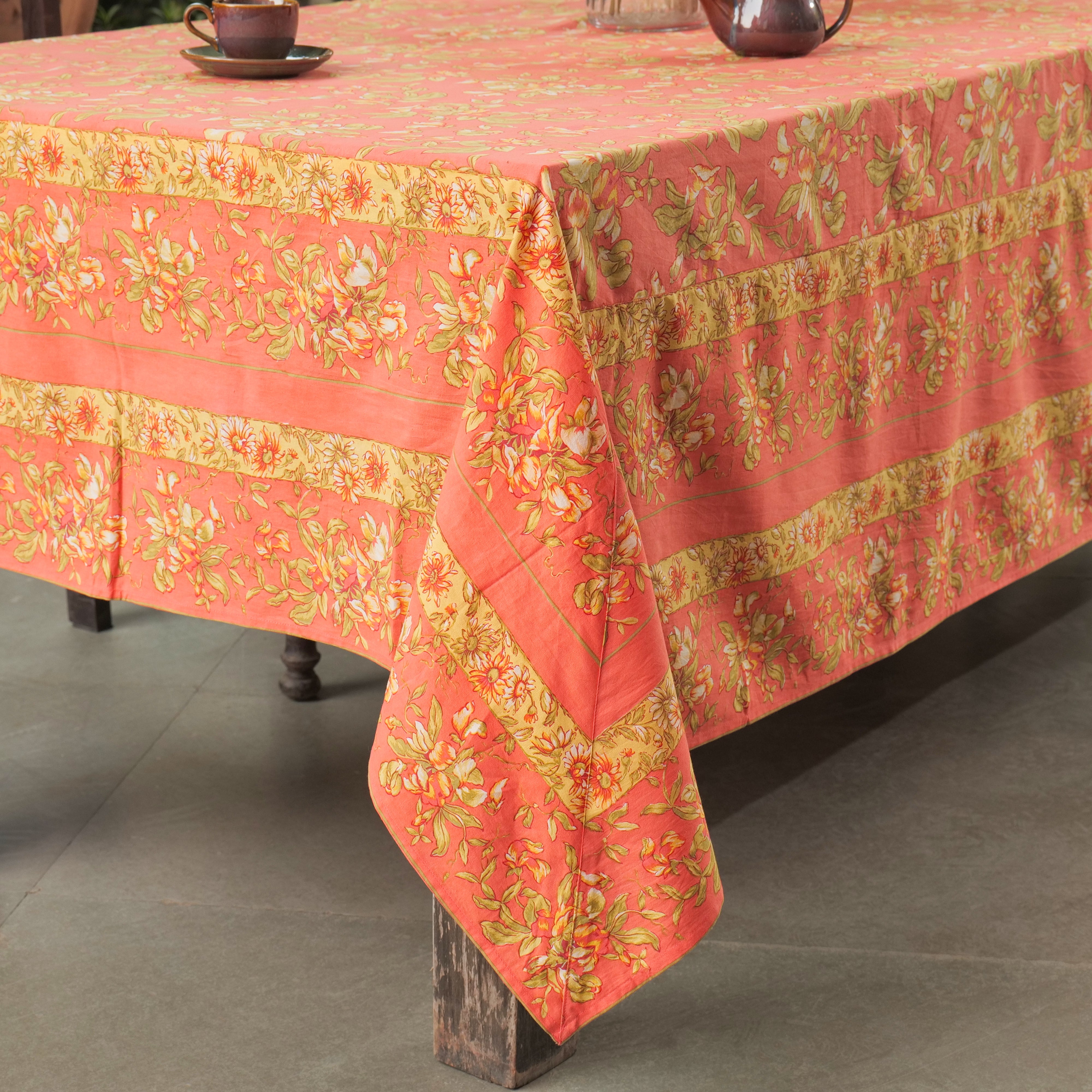 Sweet Pea Tablecloth – Coral