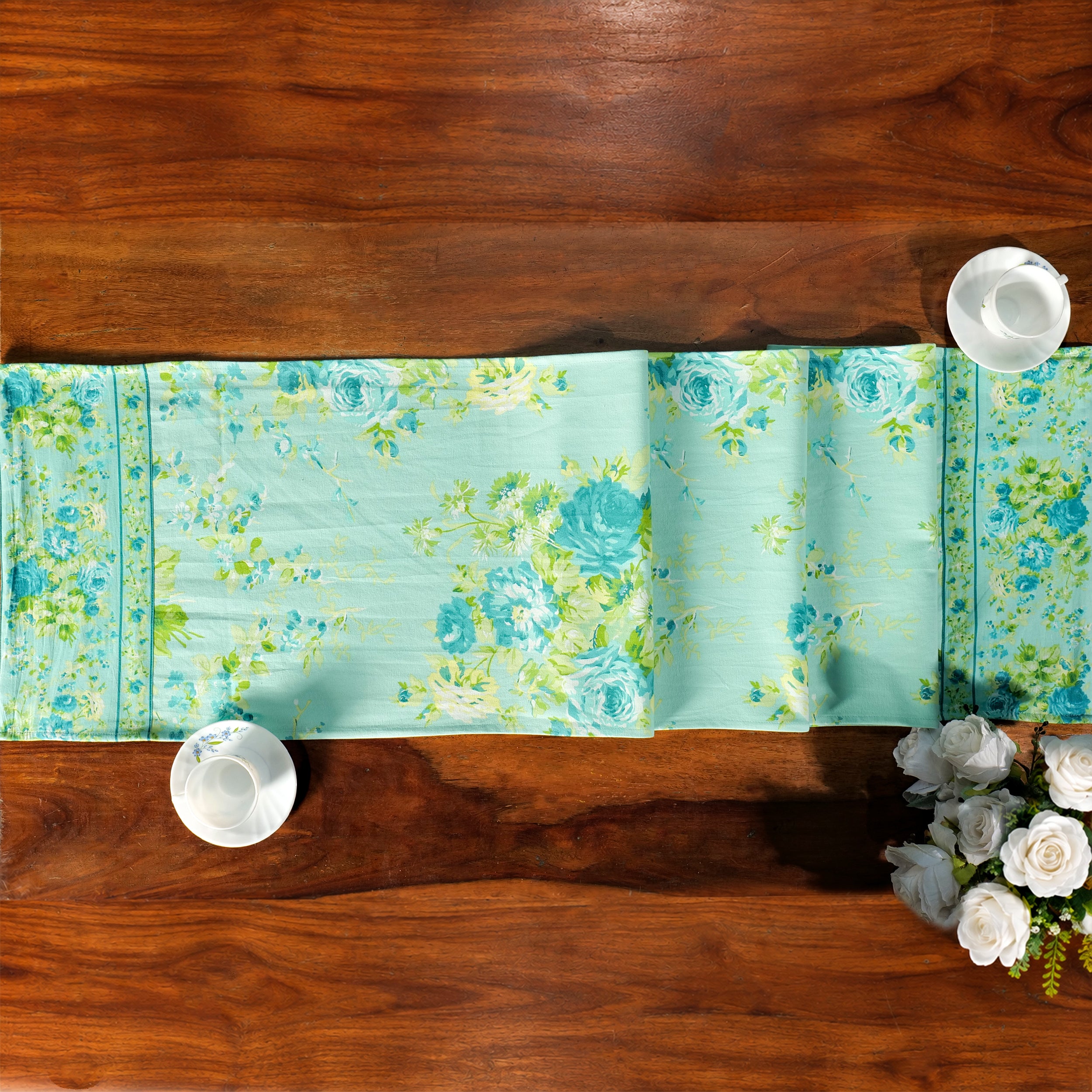 Cottage Rose Runner – Turquoise