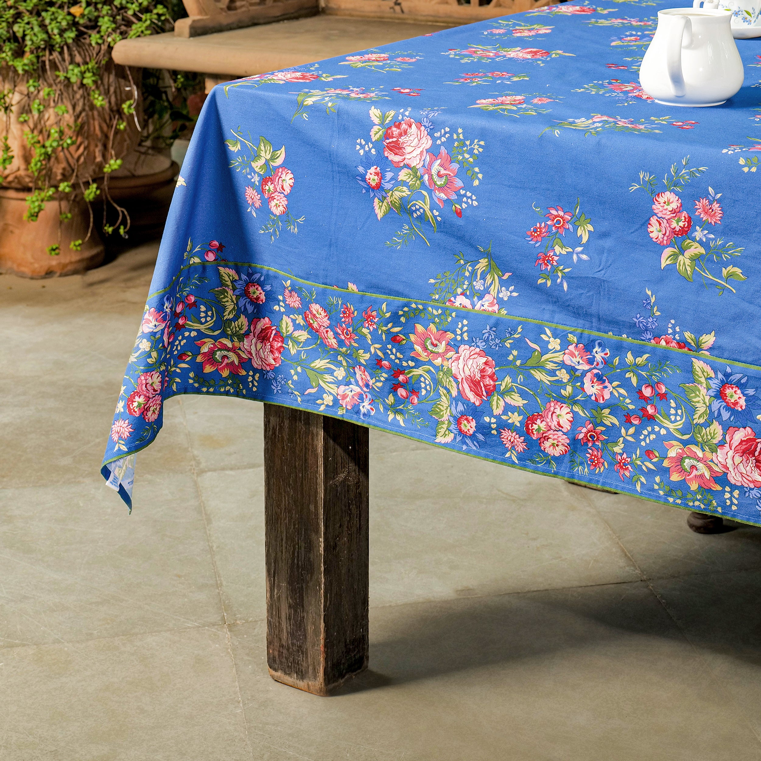 Russian Chintz Tablecloth - Blue