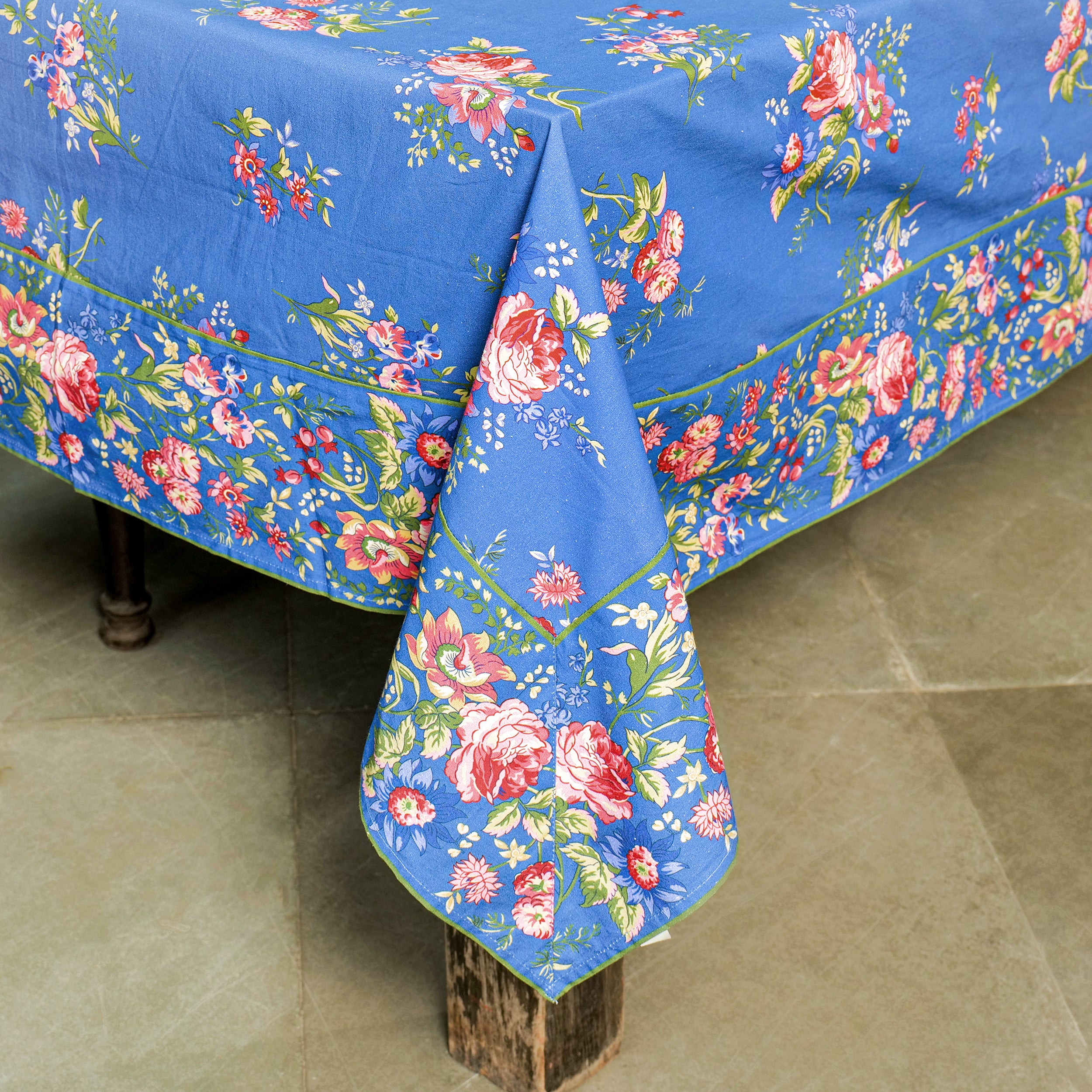 Russian Chintz Tablecloth - Blue