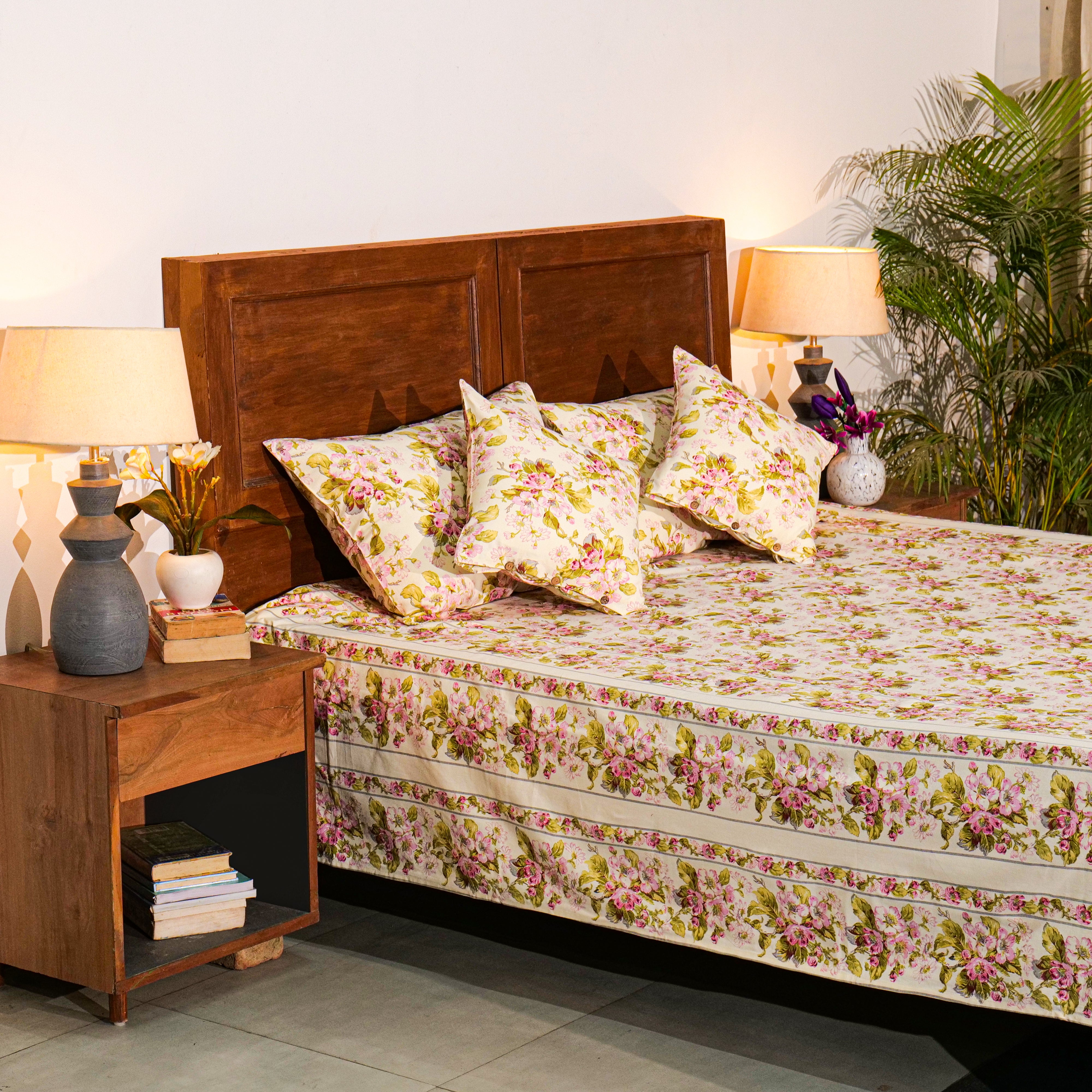 Apple Blossom Bed Cover – Ecru