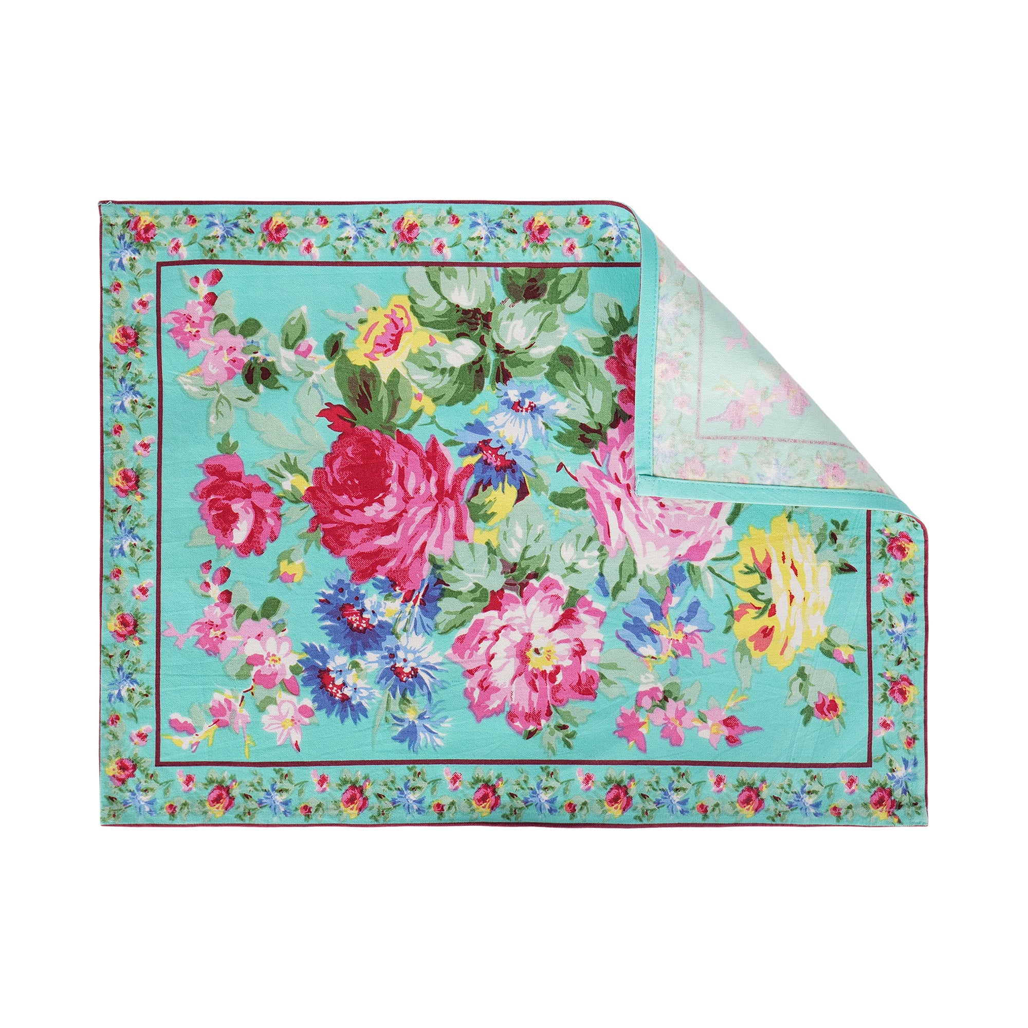 Cottage Rose Placemat set of 6 - Aqua
