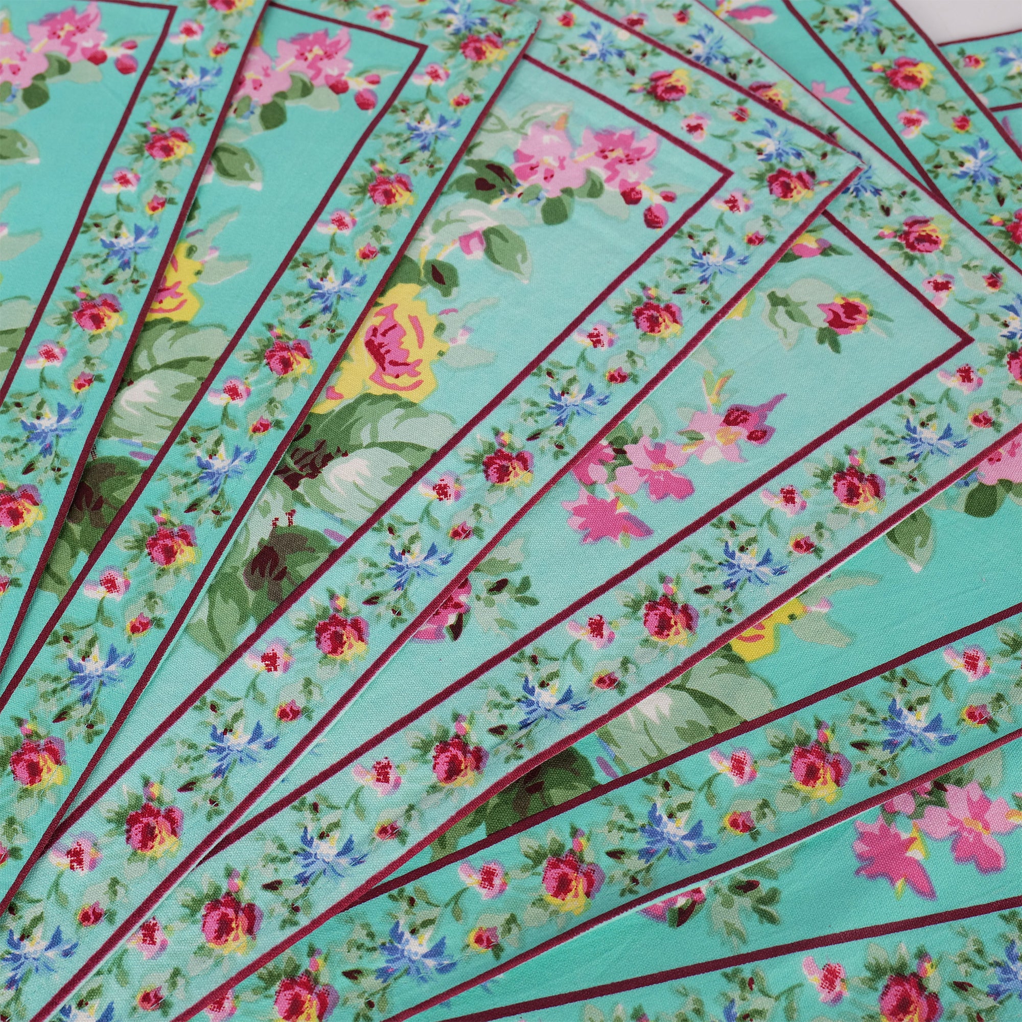 Cottage Rose Placemat set of 6 - Aqua