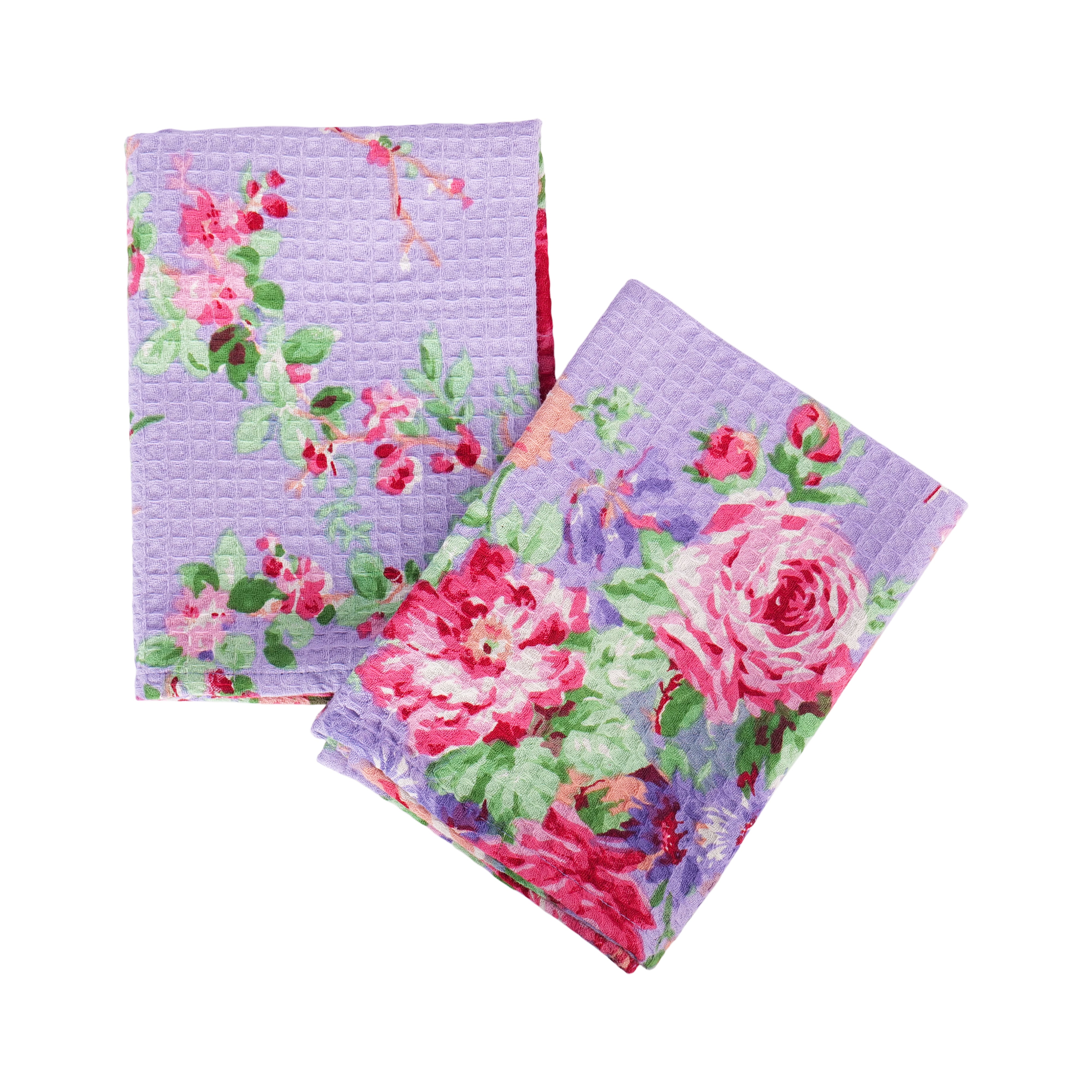 Cottage Rose Tea Towel set of 2 - Periwinkle