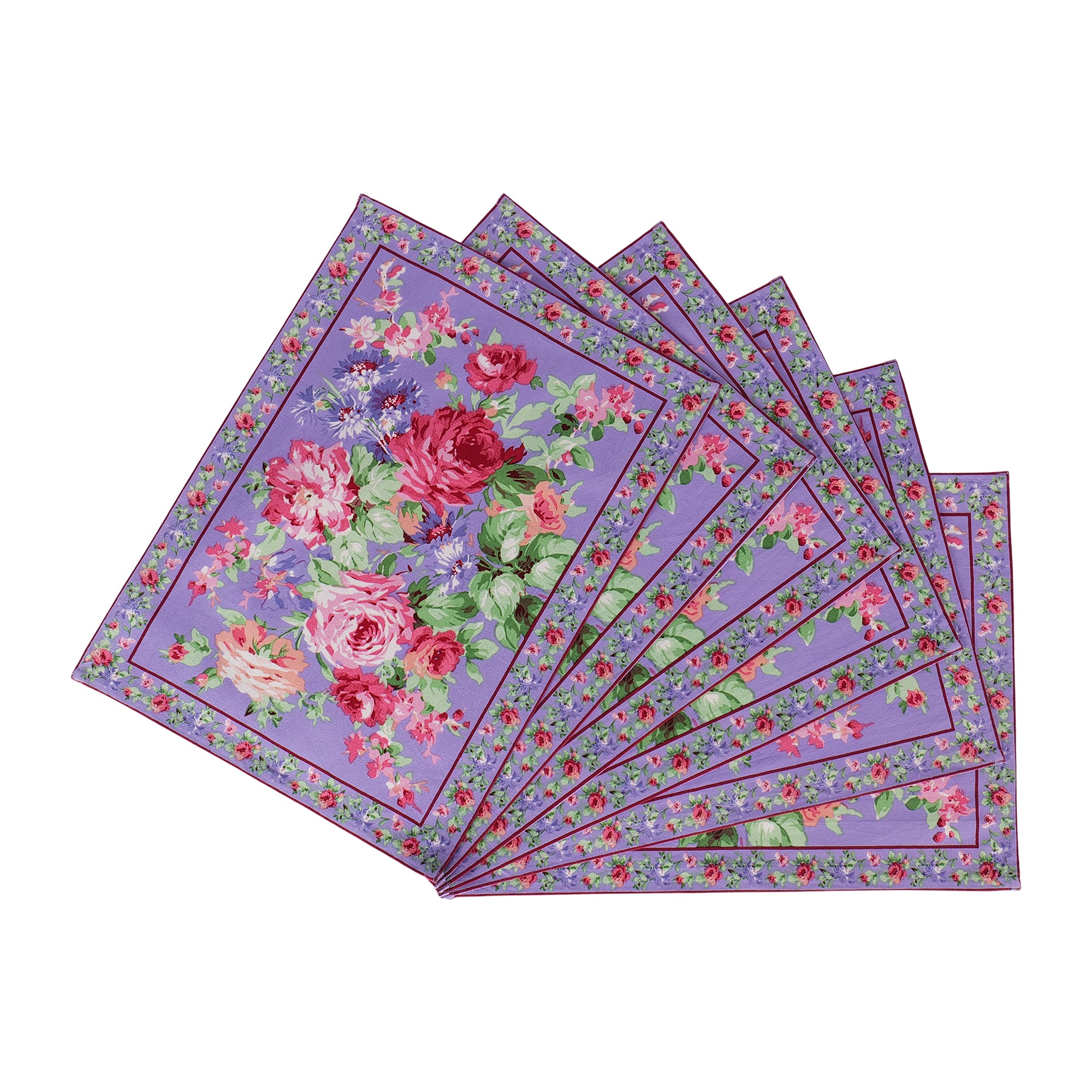 Cottage Rose Placemat set of 6 - Periwinkle