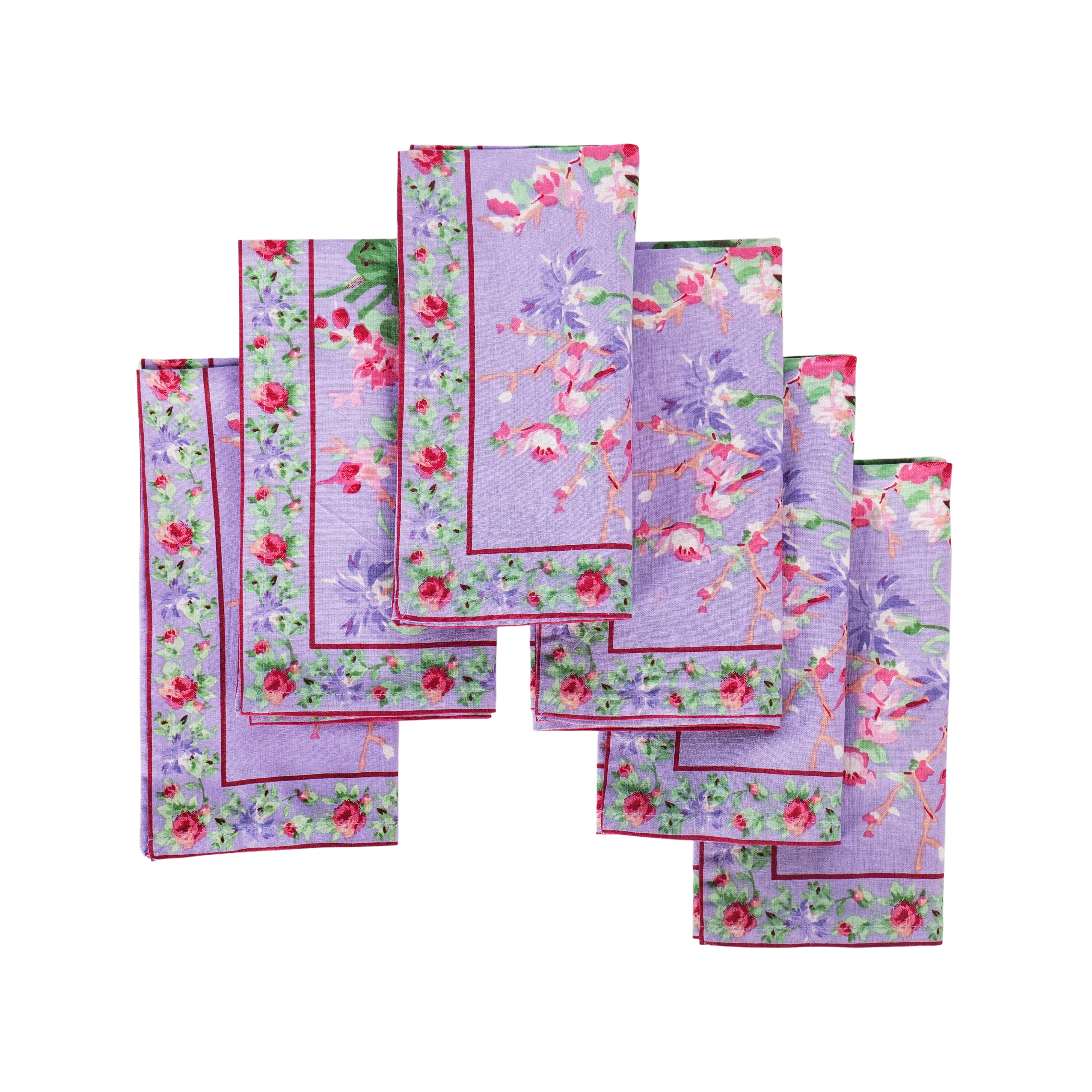 Cottage Rose Napkin set of 6 - Periwinkle