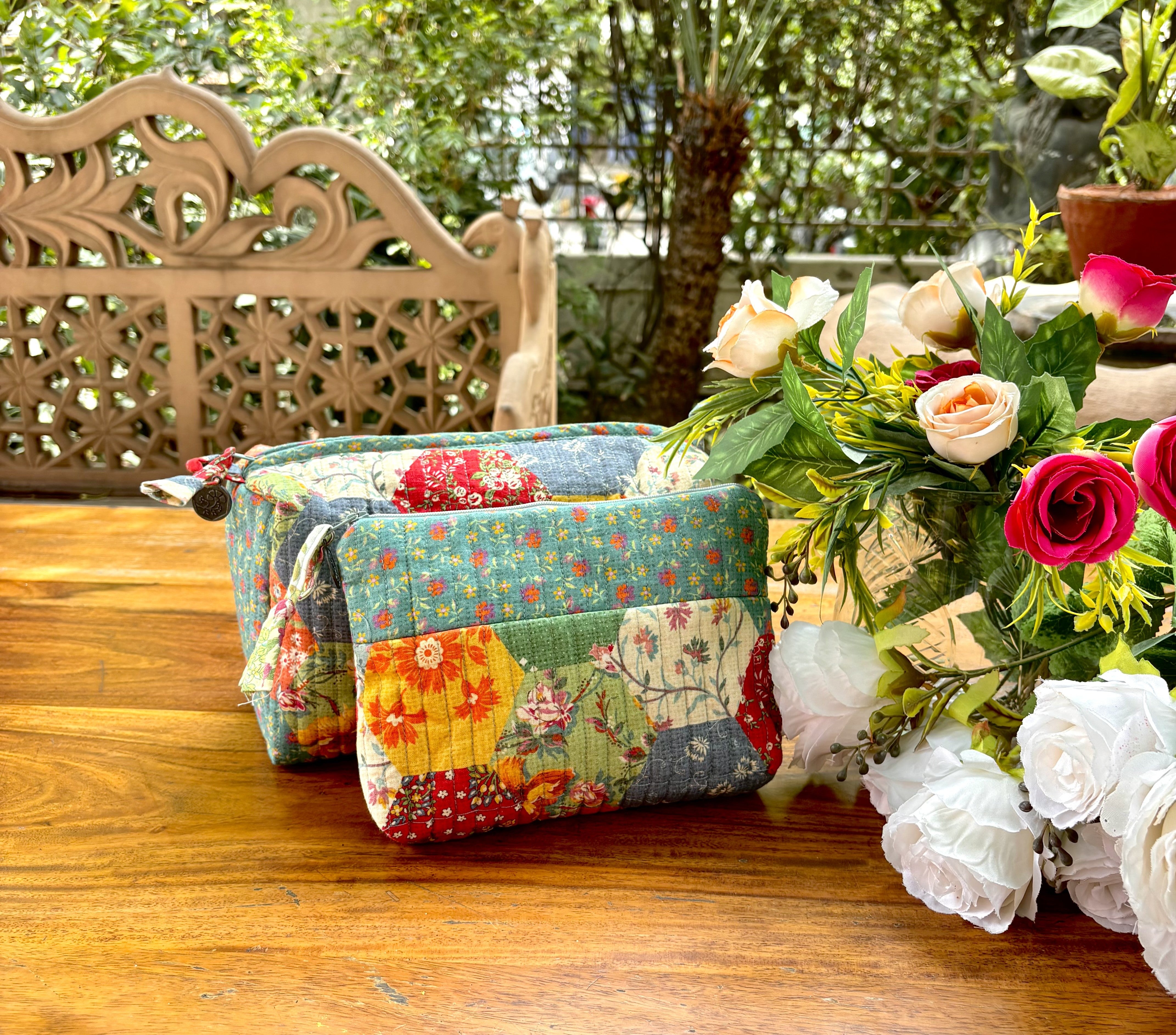 County Fair Patchwork Cosmetic Bags Set of 2 – Multi