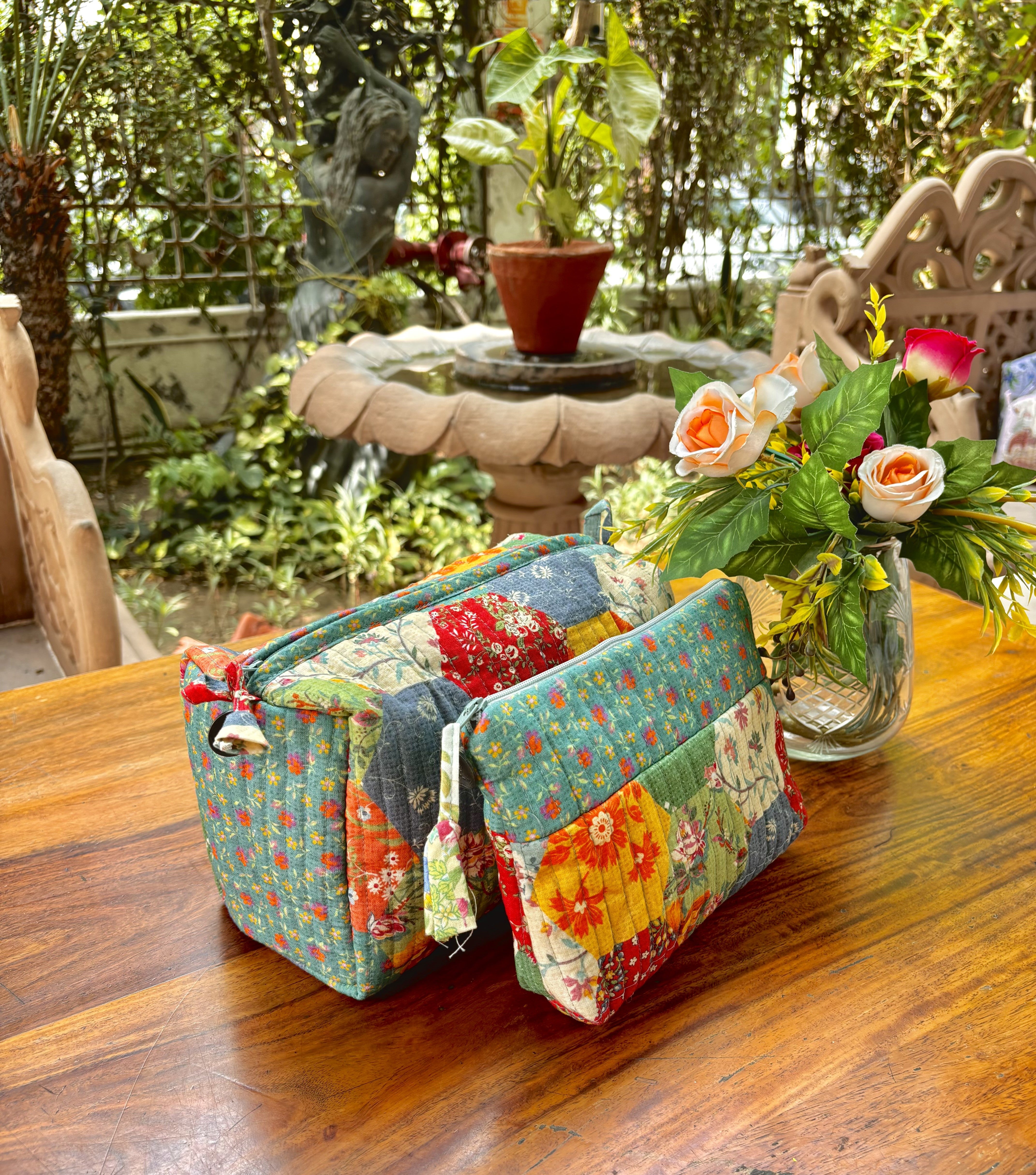 County Fair Patchwork Cosmetic Bags Set of 2 – Multi