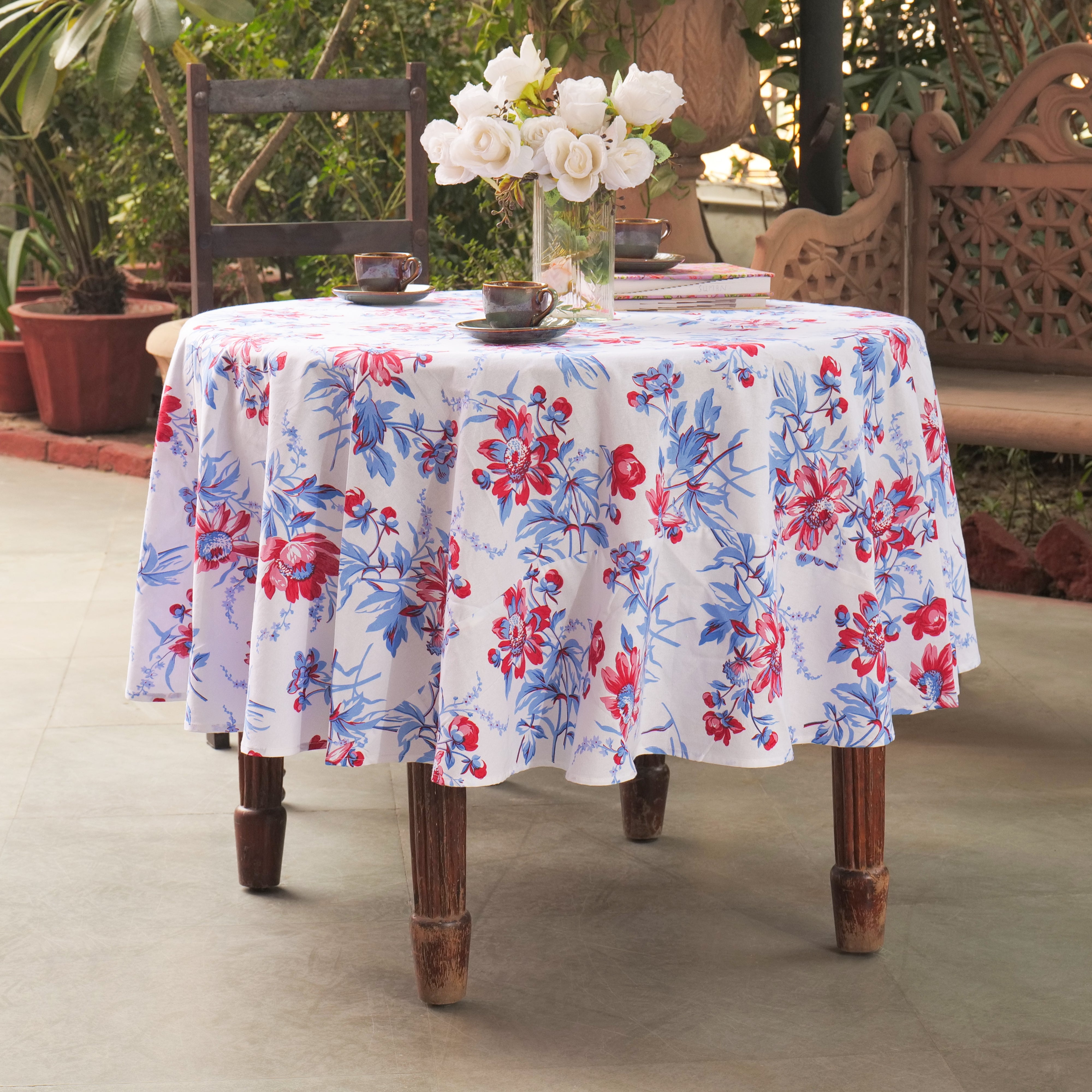 Friendship Round Tablecloth - White