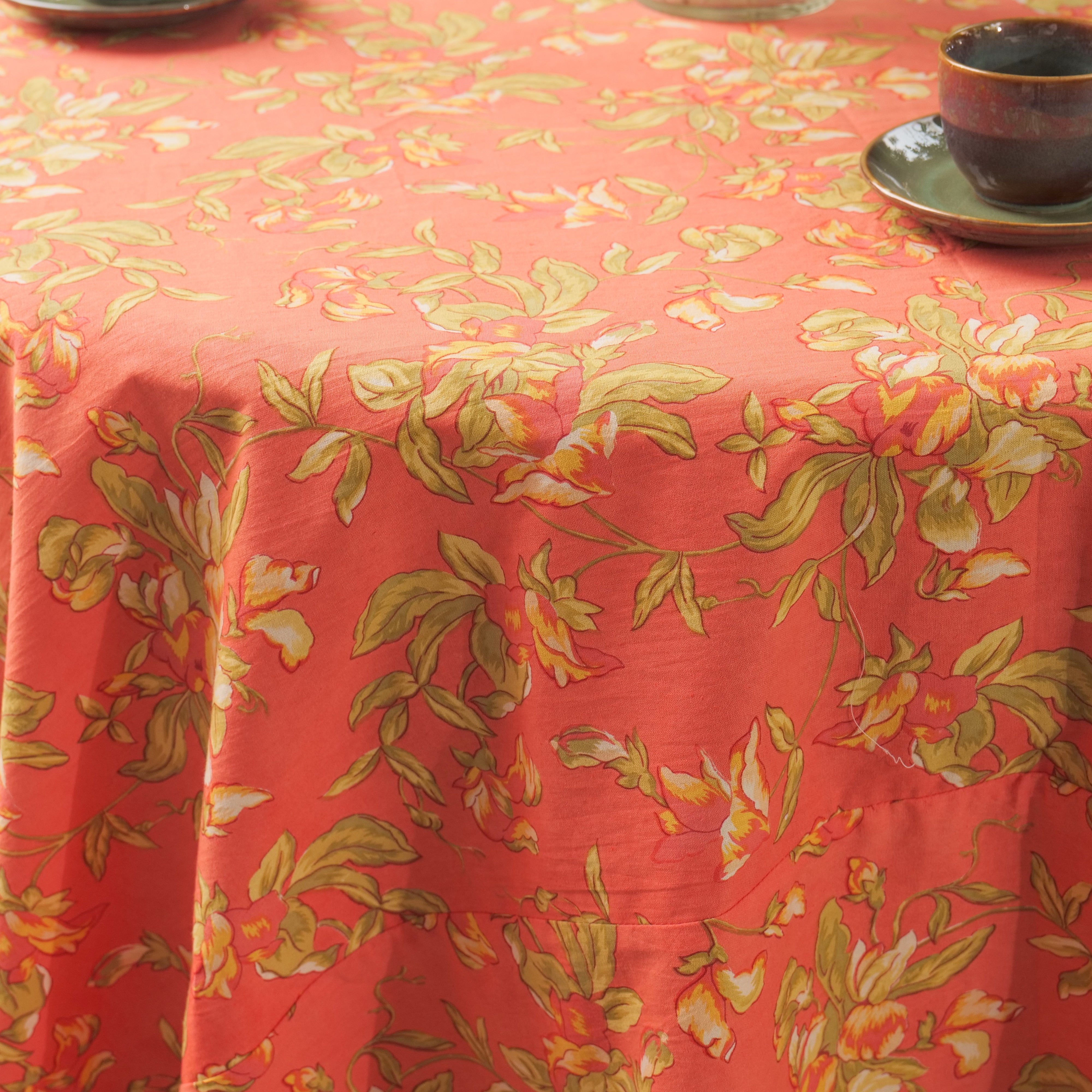 Sweet Pea Round Tablecloth – Coral