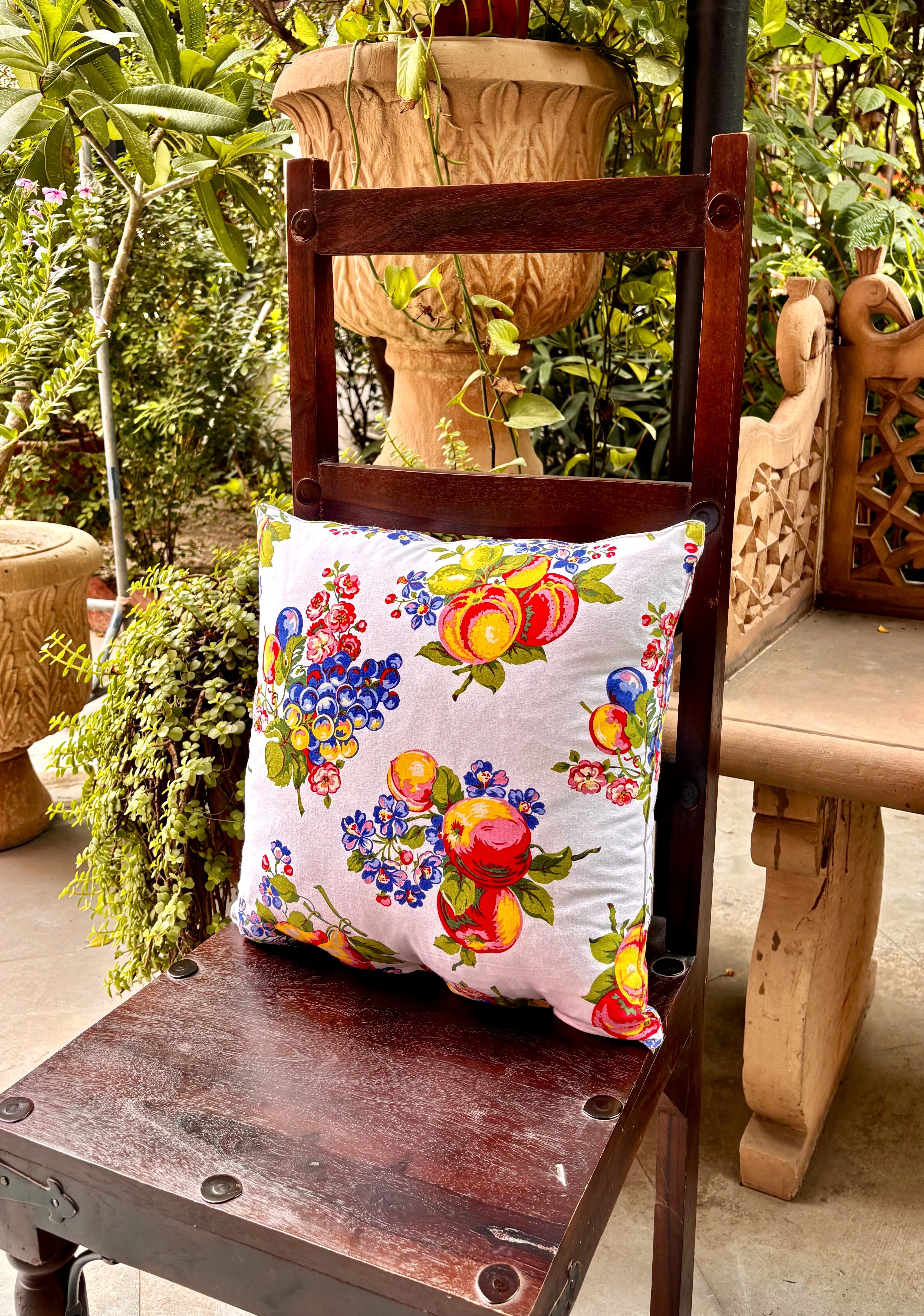 Fruit Basket Cushion Cover Set of 2 - White