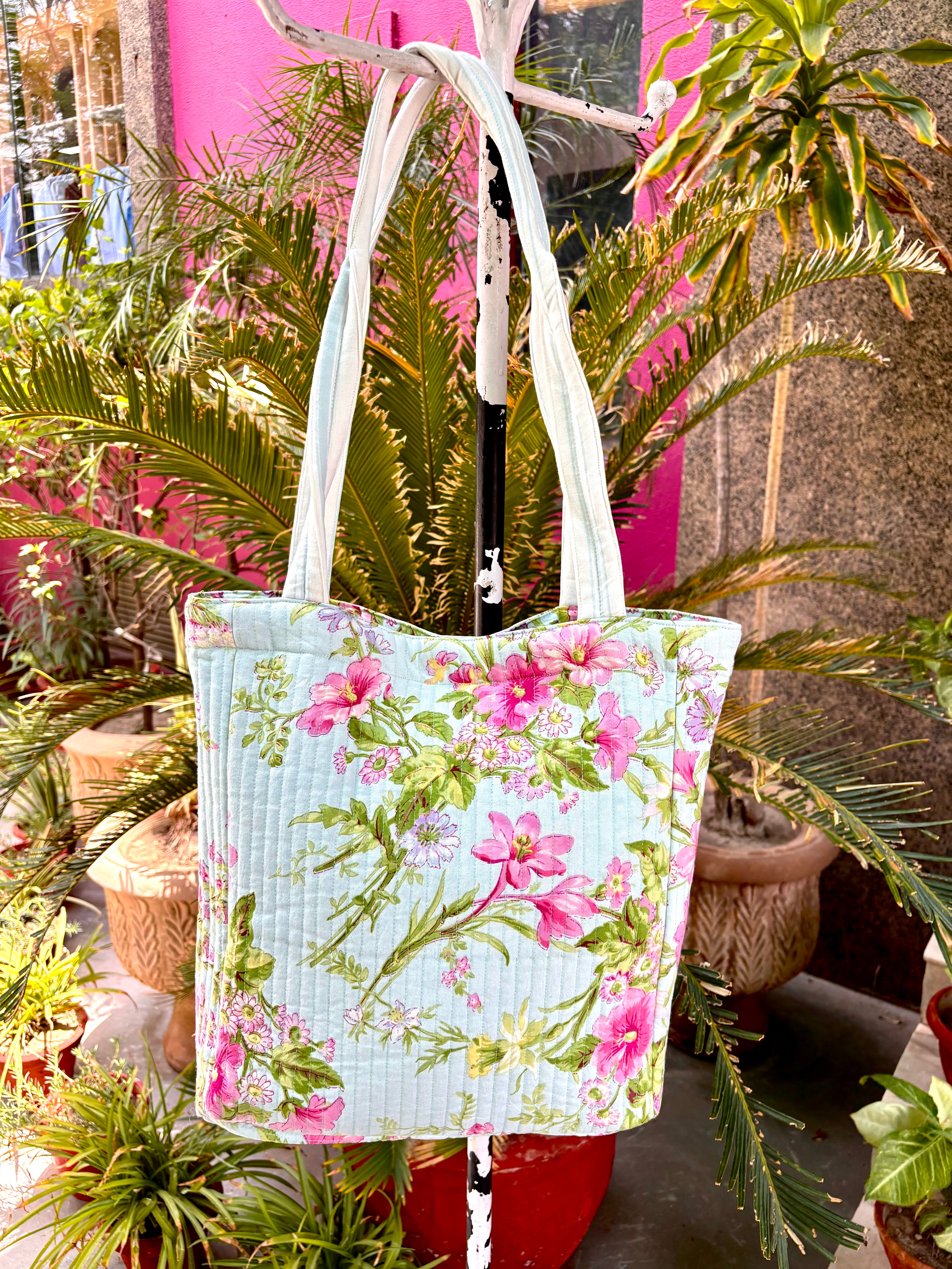 Graceful Garden Tote Bag – Aqua