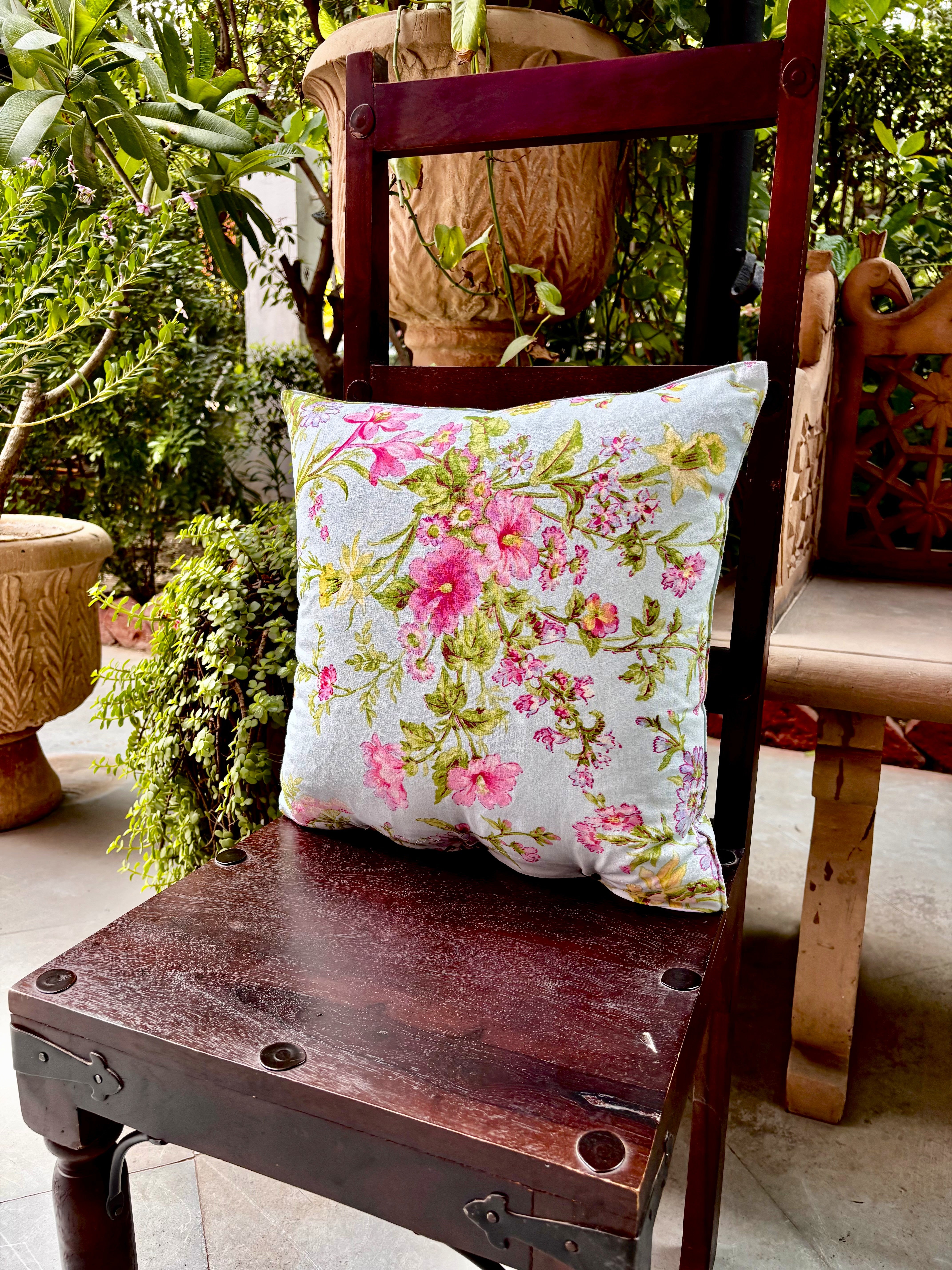Graceful Garden Cushion Cover Set of 2 - Aqua