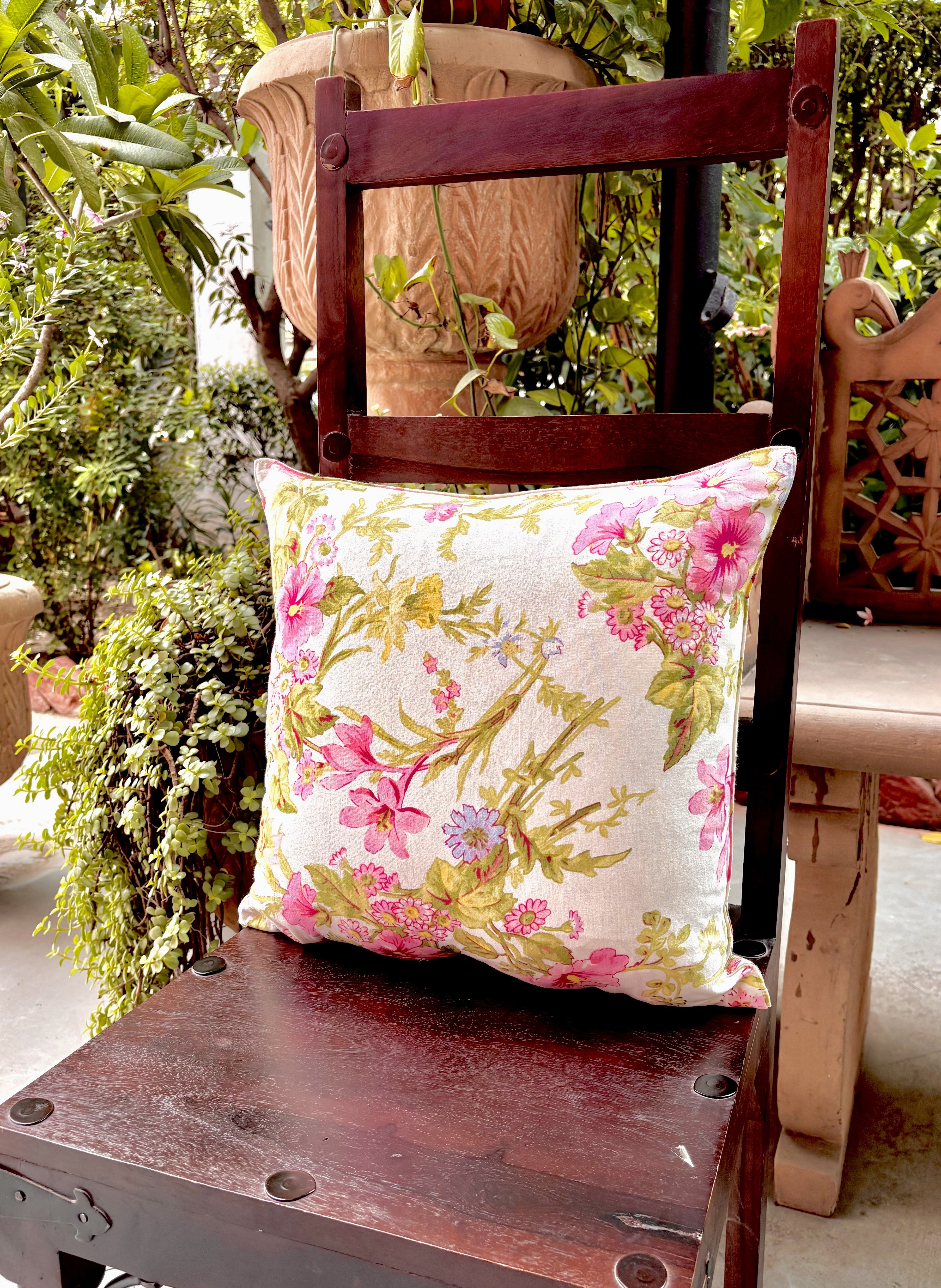Graceful Garden Cushion Cover Set of 2 - White