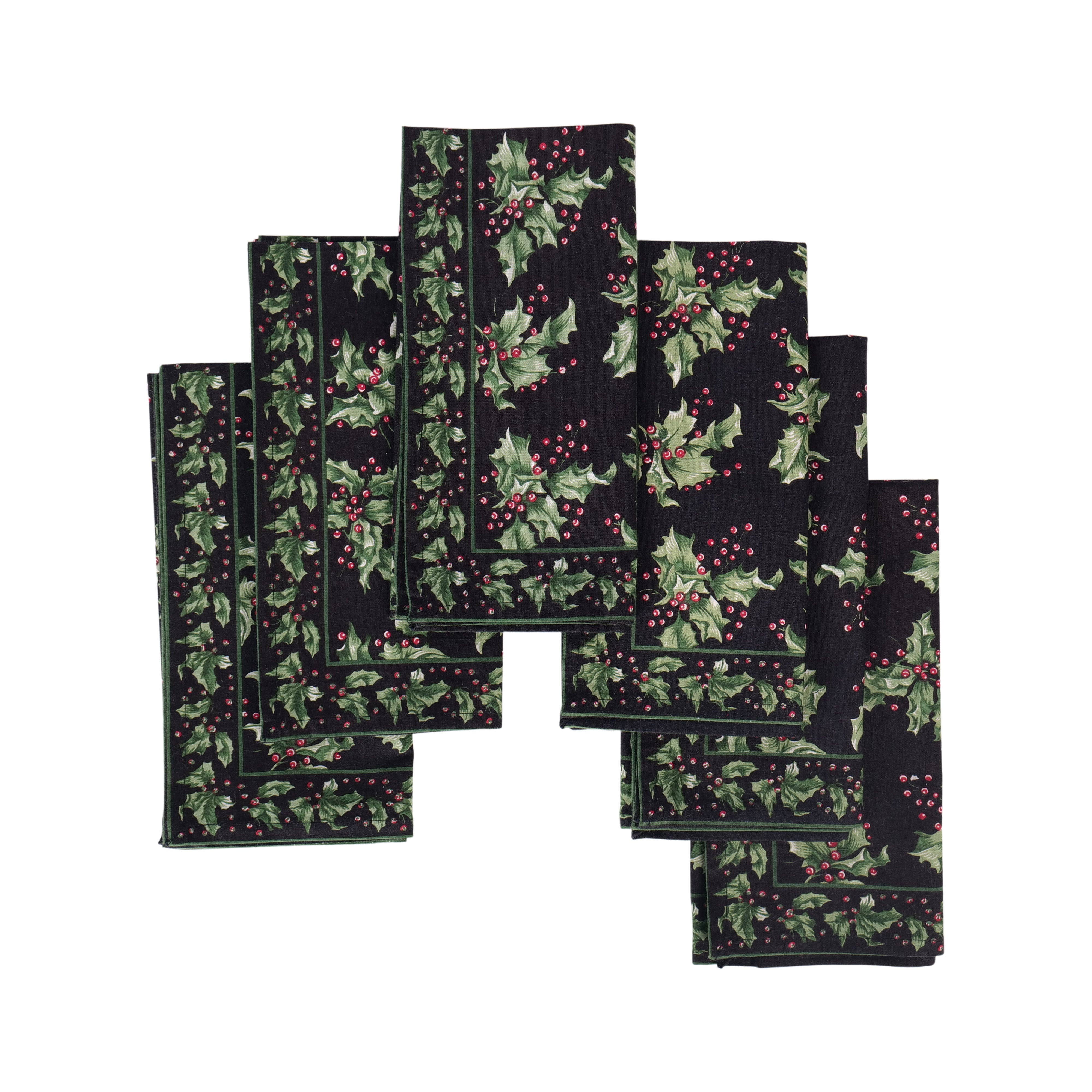 Holly Napkin set of 6 - Black
