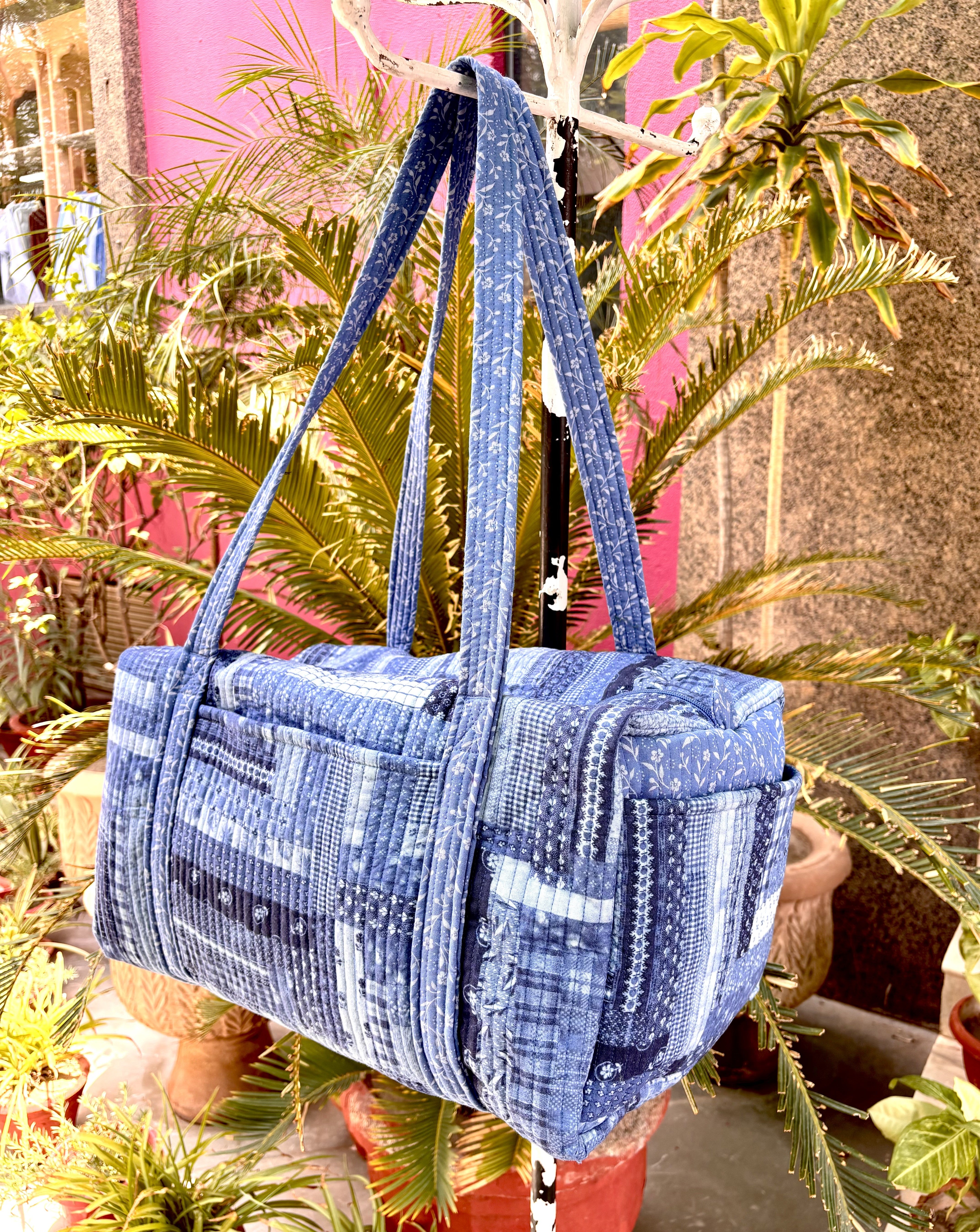 Harmony Patchwork Duffle Bag - Blue