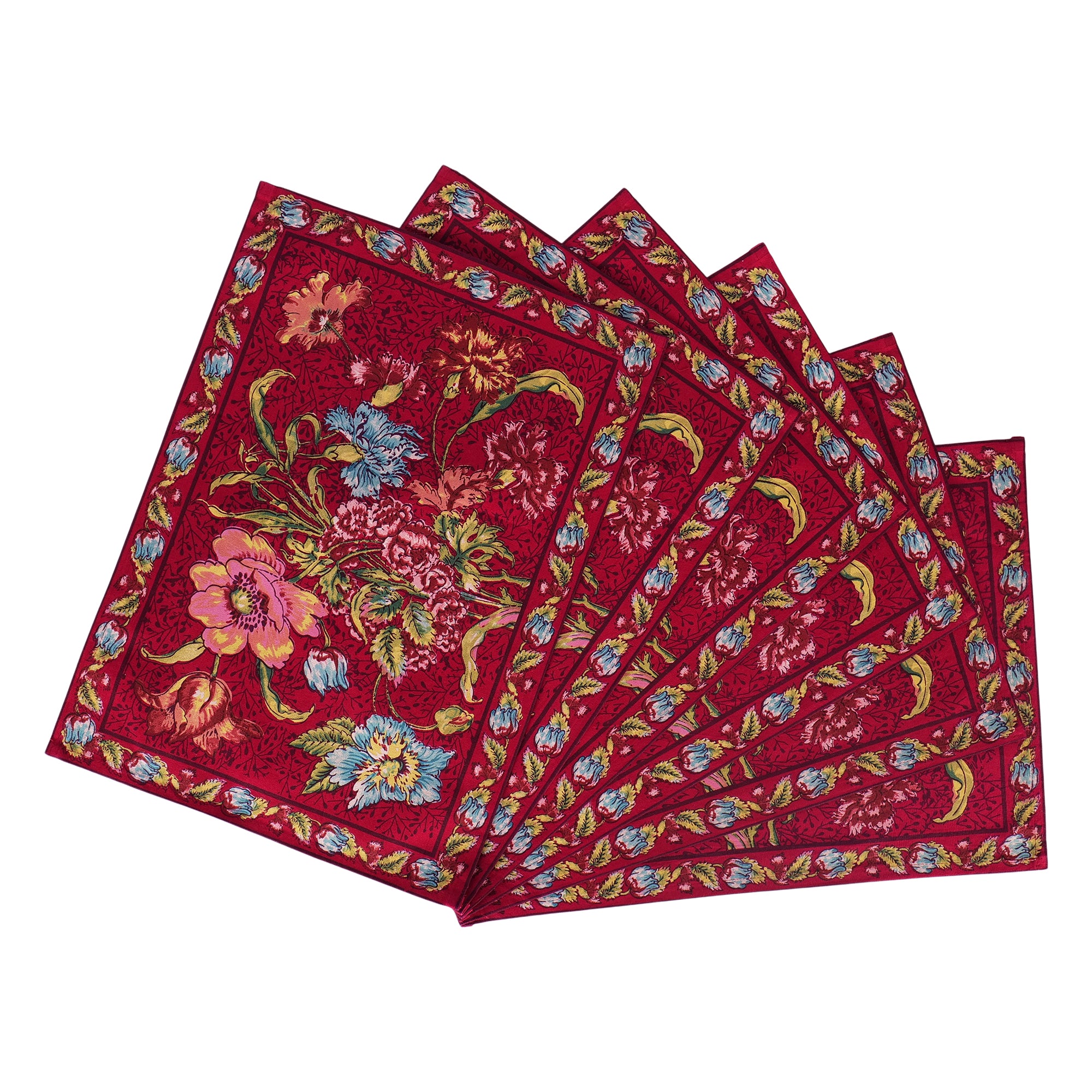 Jaipur Garden placemat set of 6 - Wine