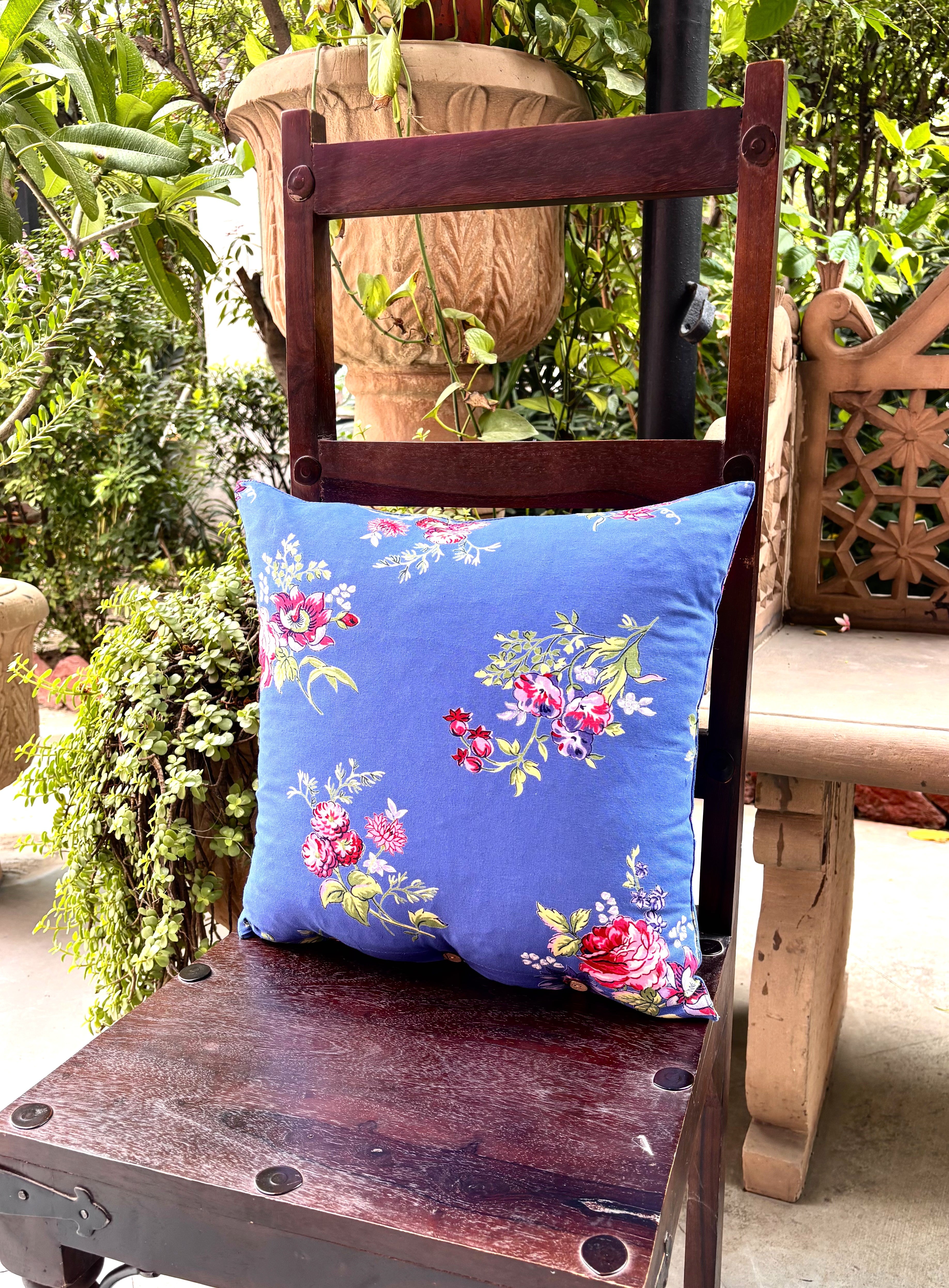 Russian Chintz Cushion Cover Set of 2  - Blue