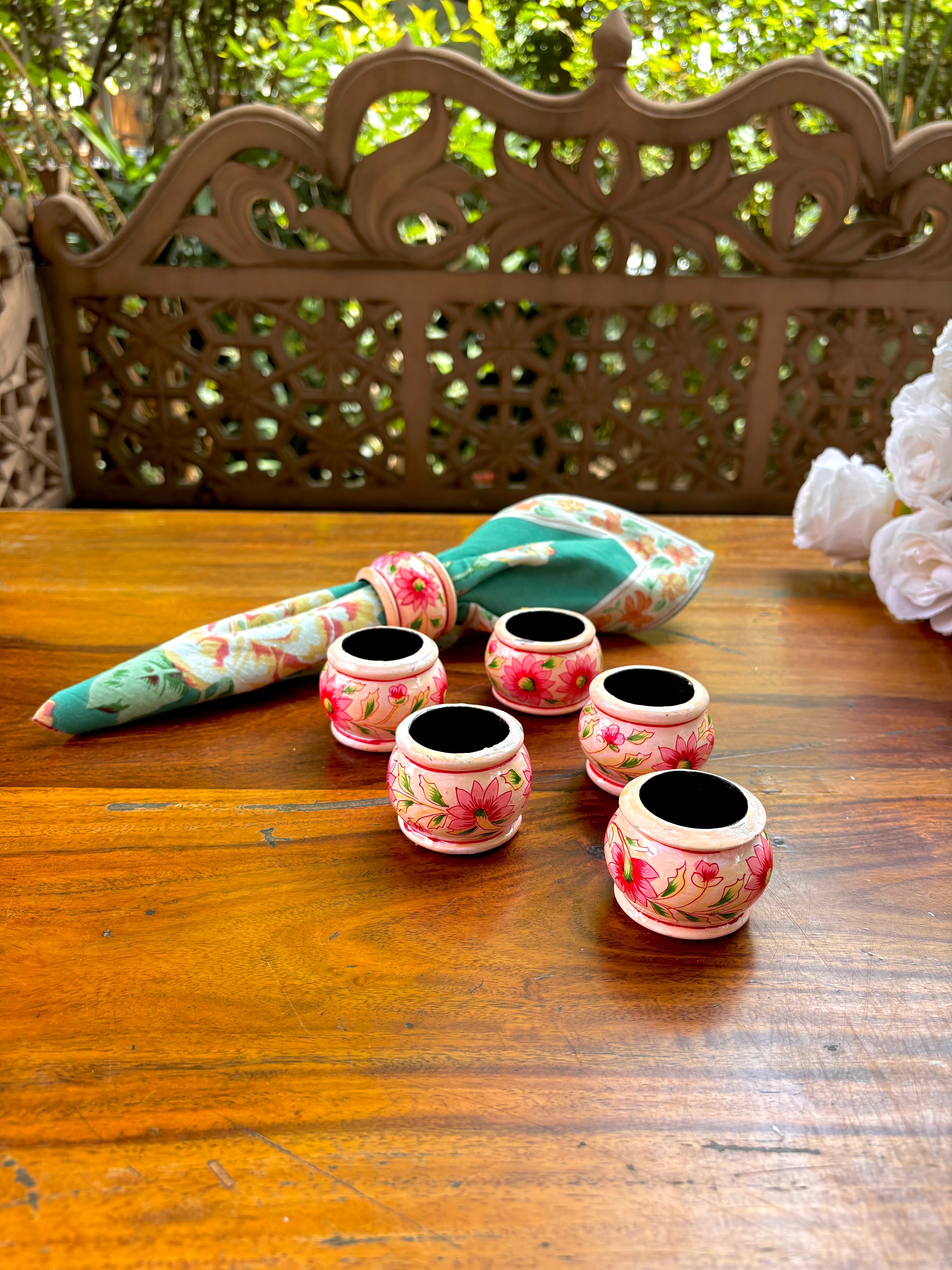 Sweet Pea Napkin Ring Set of 6 - Pink