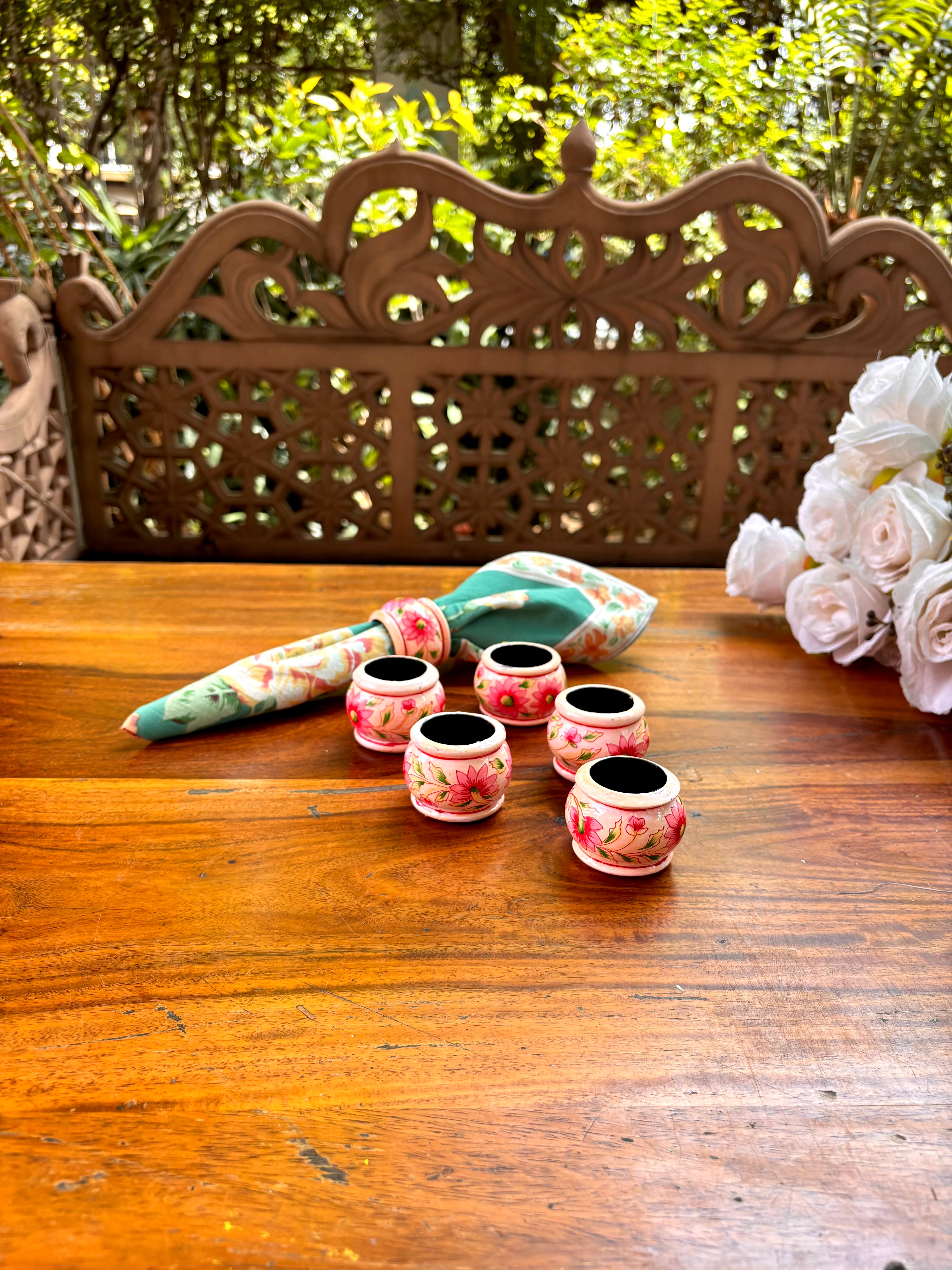 Sweet Pea Napkin Ring Set of 6 - Pink