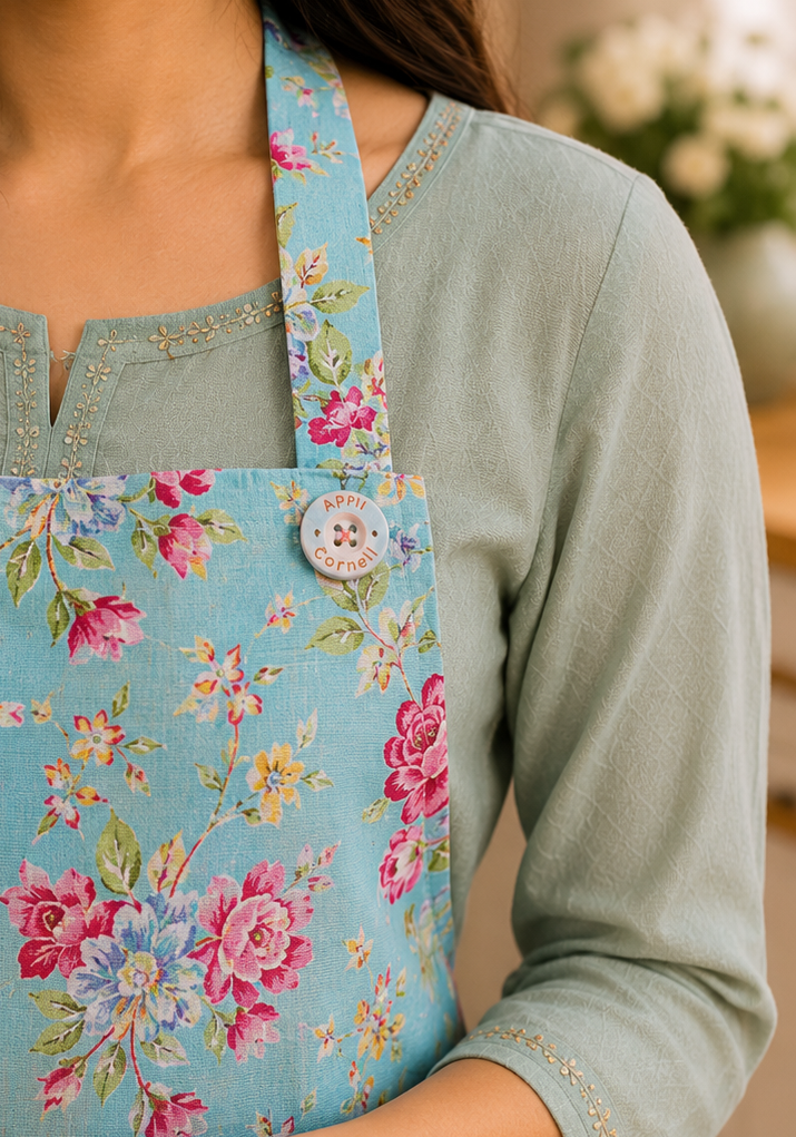 Viola Rose Apron - Aqua