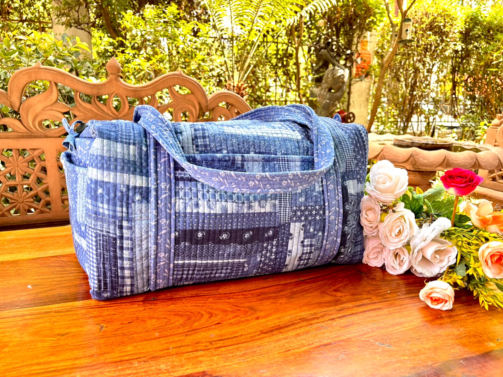 Harmony Patchwork Duffle Bag - Blue