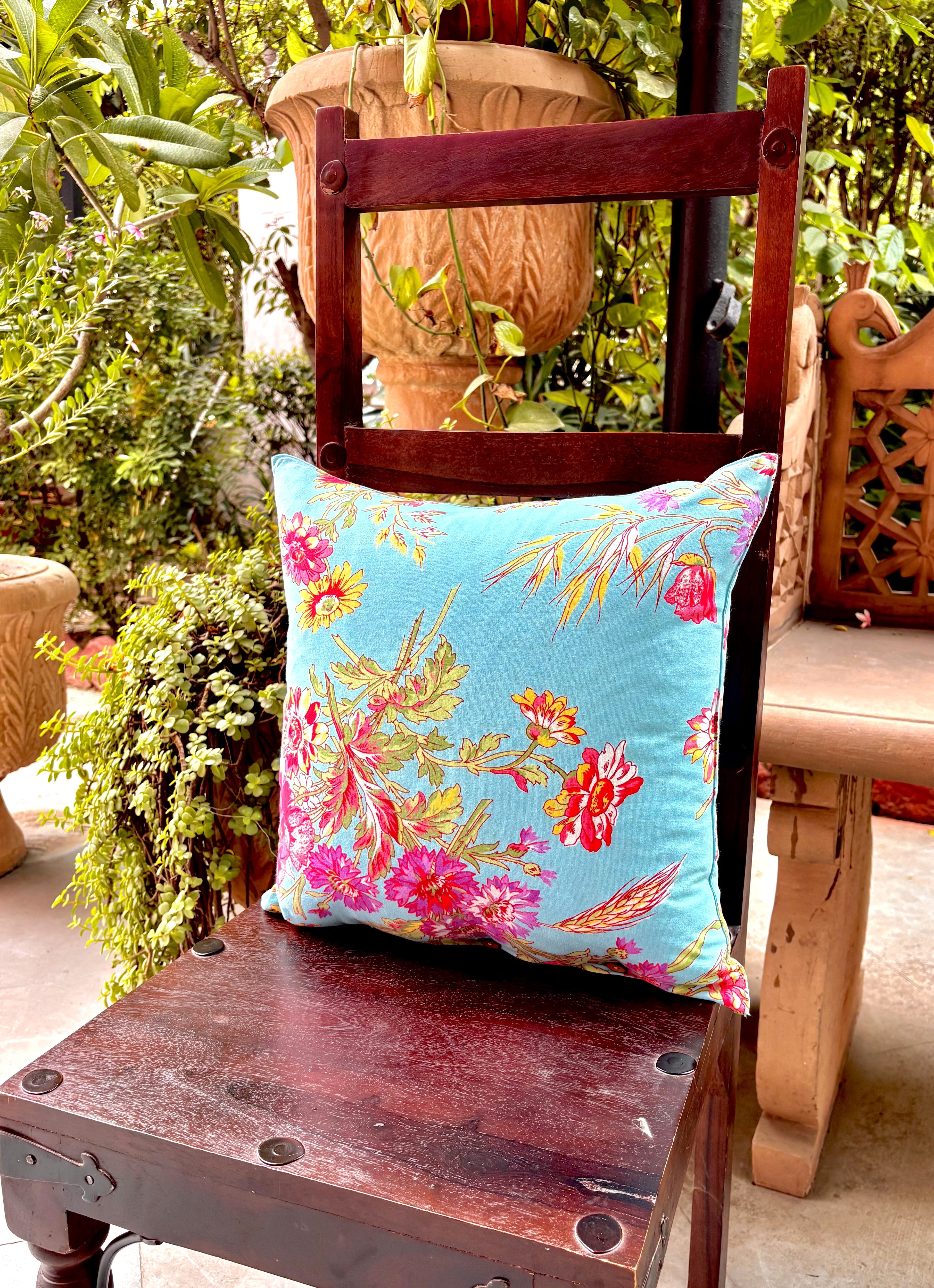 Wilde Flower Cushion Cover Set of 2 - Aqua