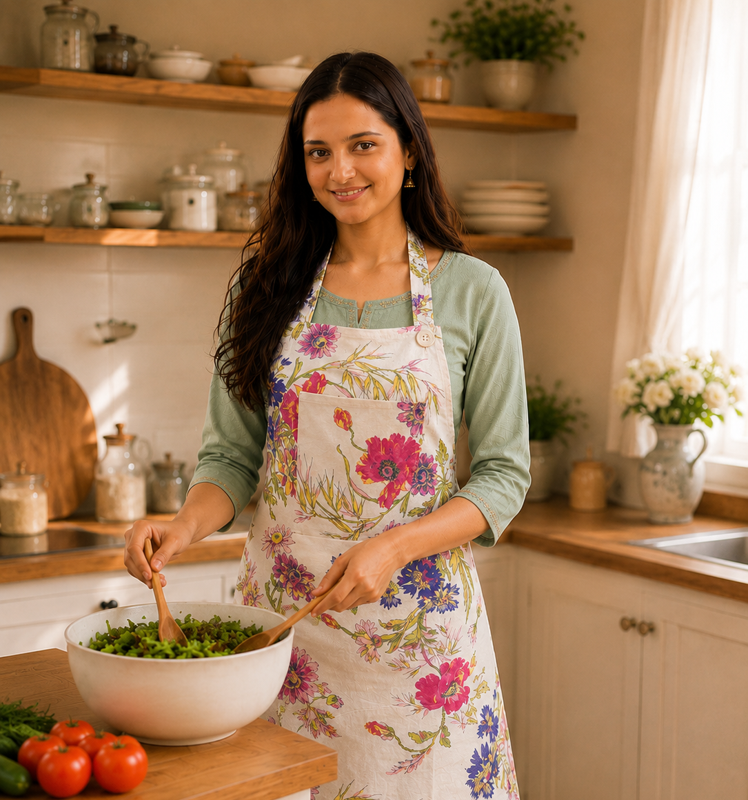Wilde Florwer Apron - Ecru