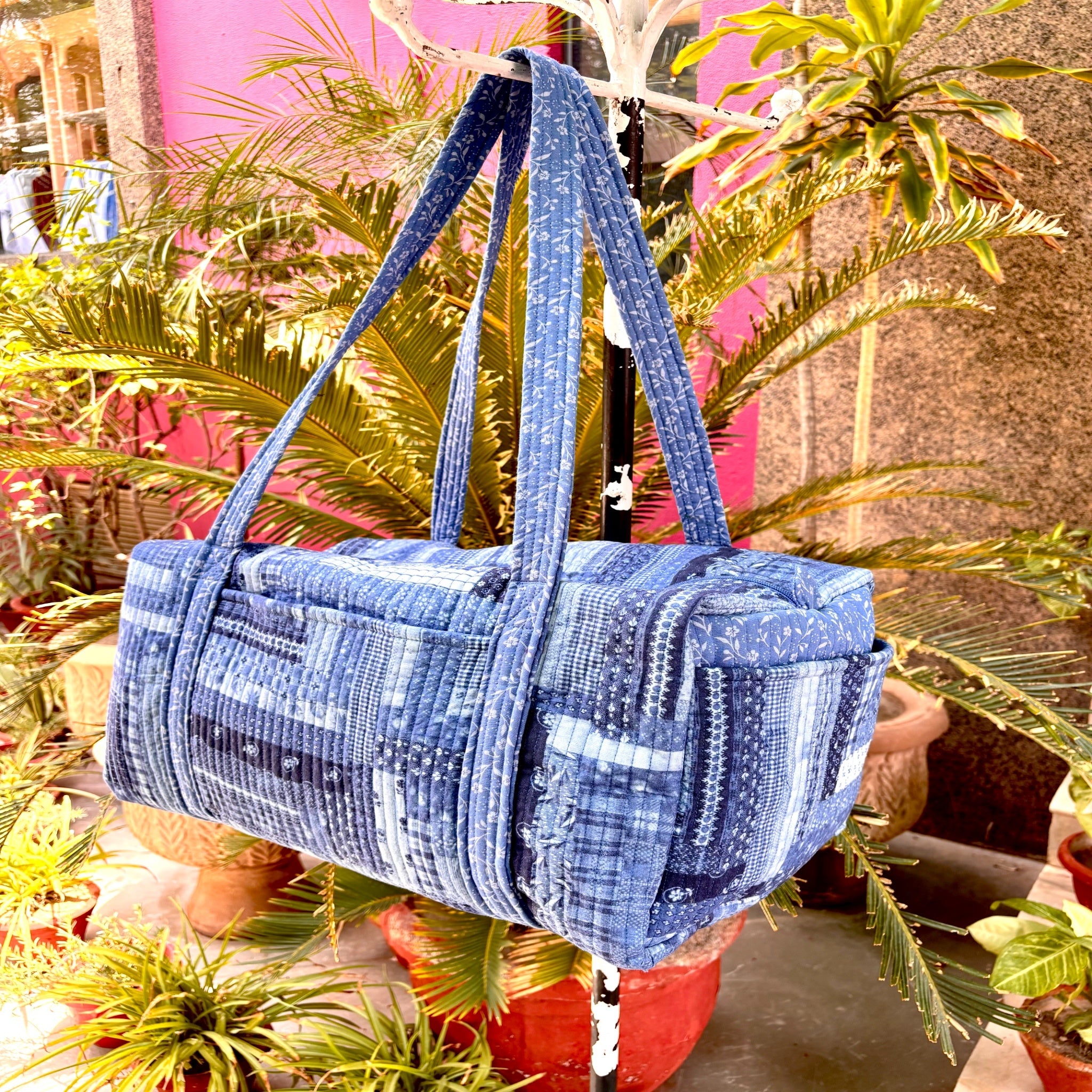 Harmony Patchwork Duffle Bag - Blue